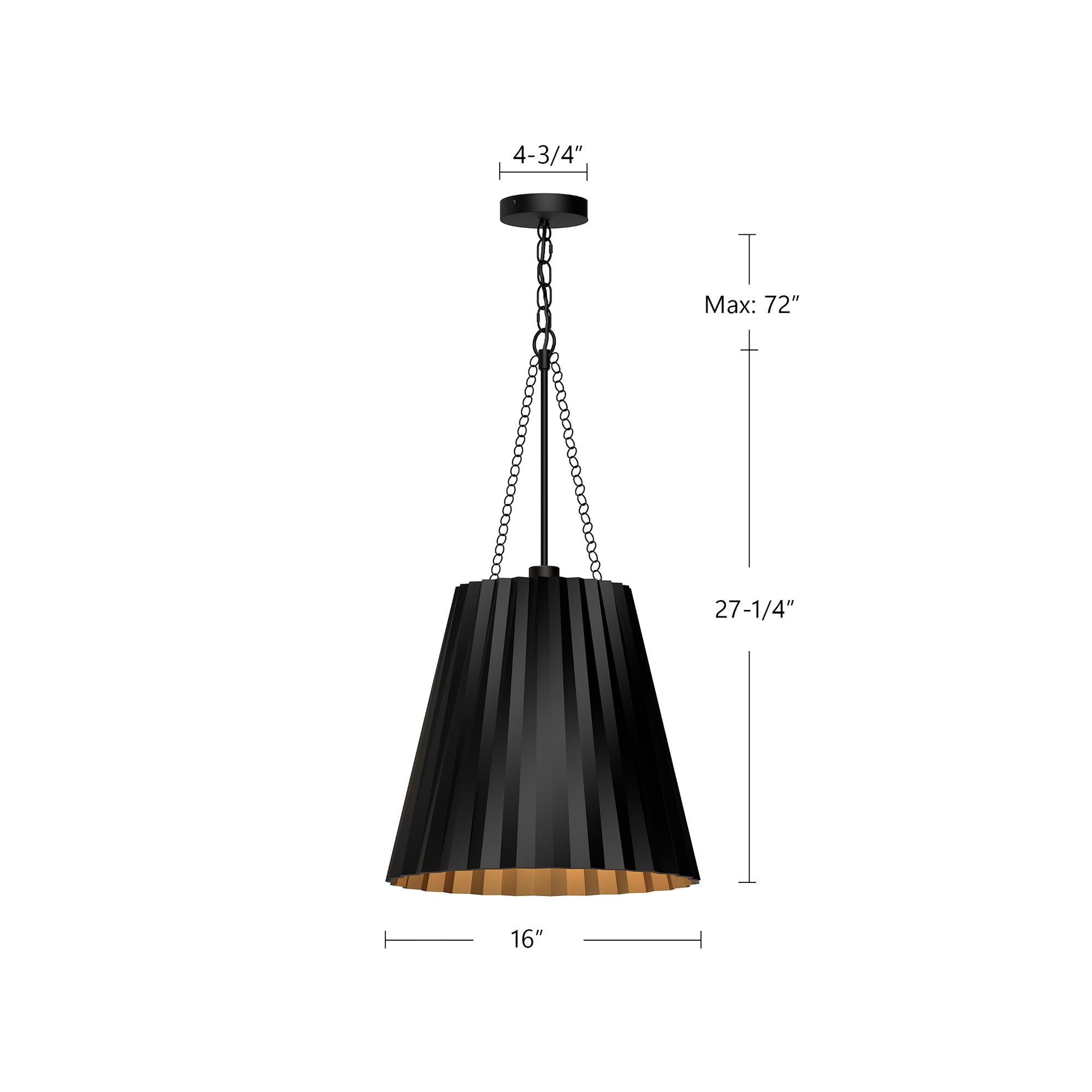 Plisse 16-in Aged Gold 1 Light Pendant