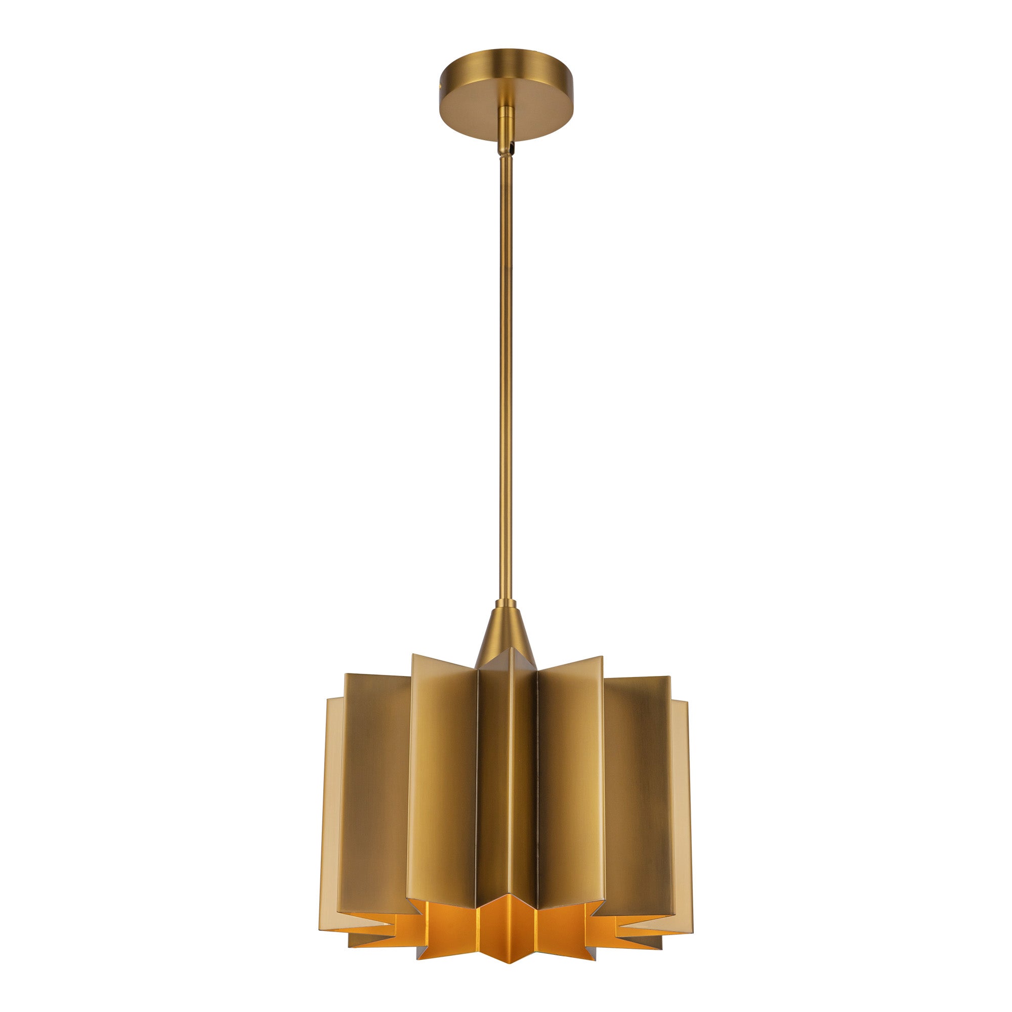 Plisse 12-in Aged Gold 1 Light Pendant
