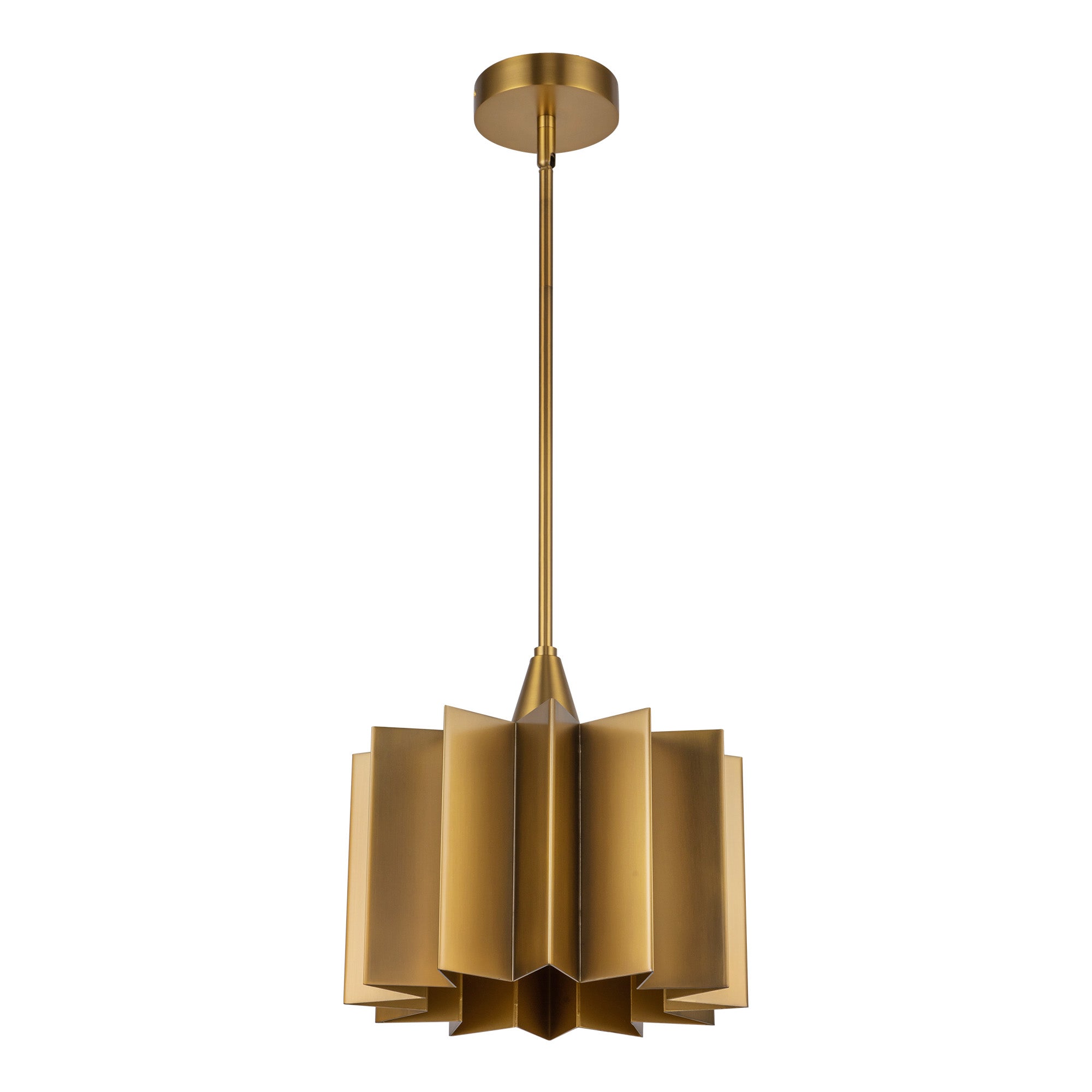 Plisse 12-in Aged Gold 1 Light Pendant