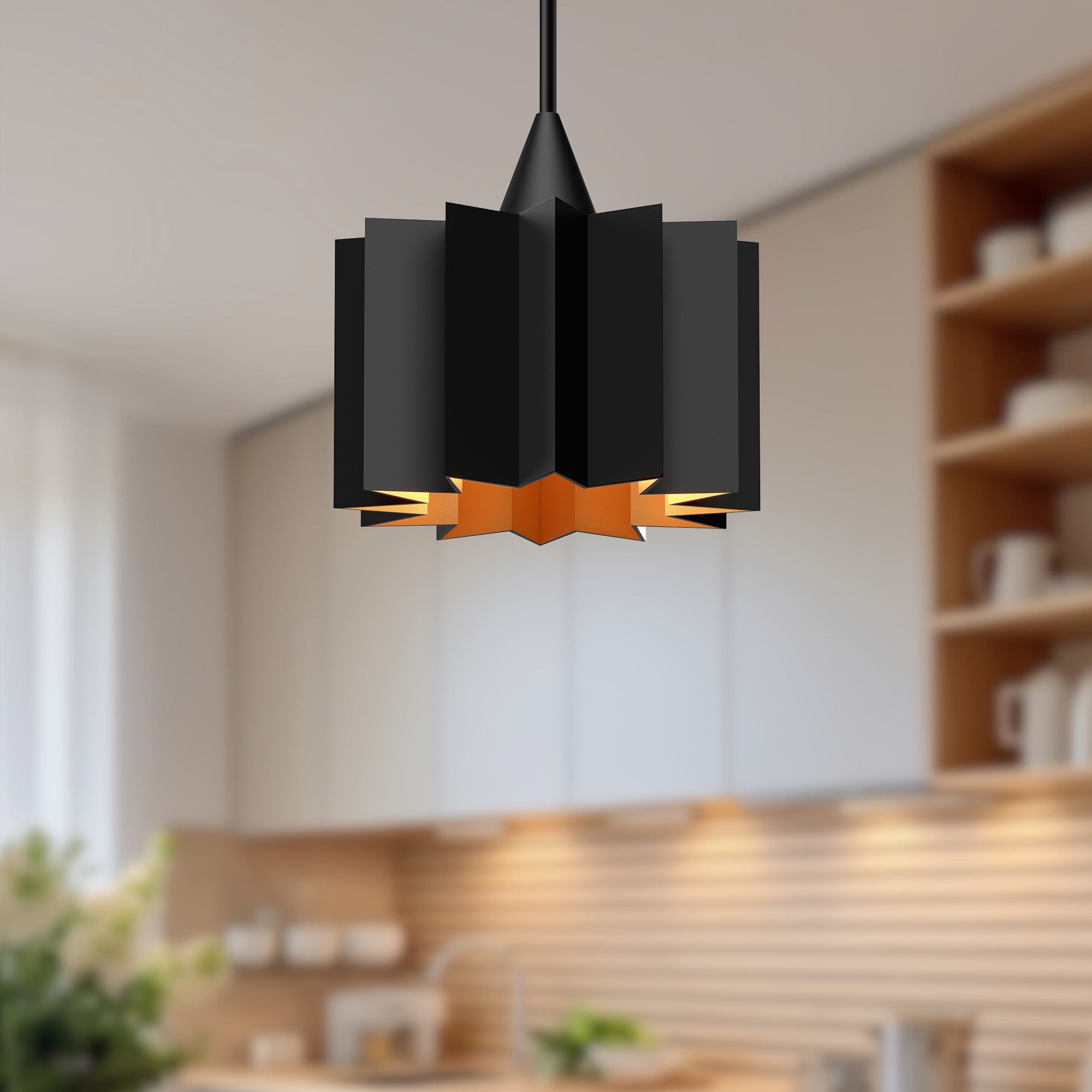 Plisse 12-in Matte Black 1 Light Pendant