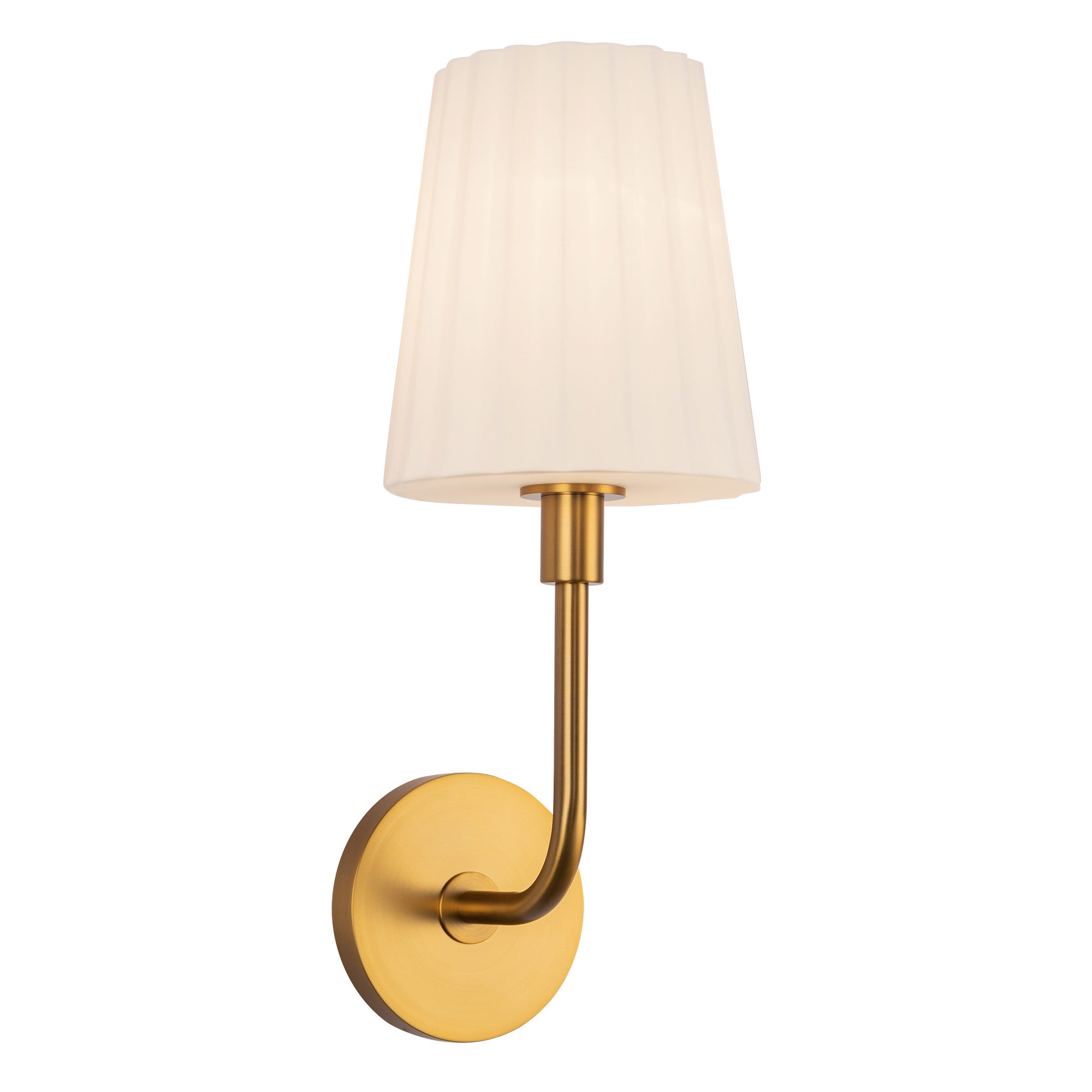 Plisse 7-in Aged Gold/Opal Matte Glass 1 Light Wall/Vanity