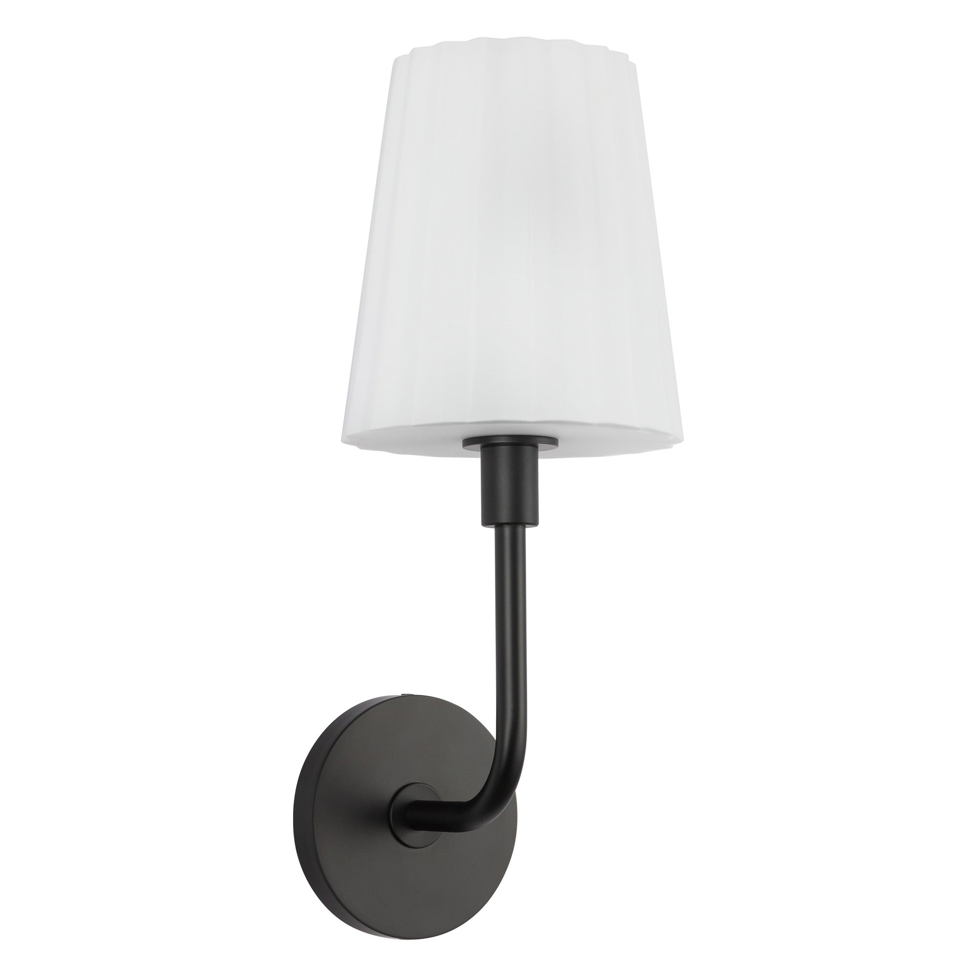 Plisse 7-in Matte Black/Opal Matte Glass 1 Light Wall/Vanity