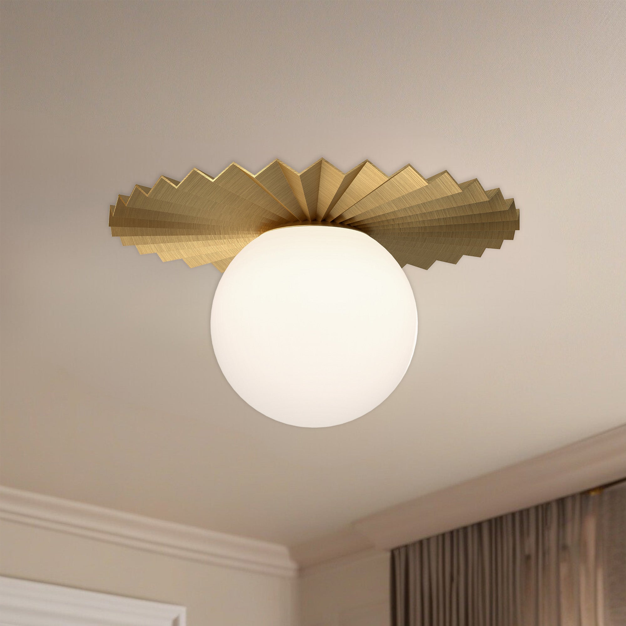 Plume 12-in Brushed Gold/Opal Matte Glass 1 Light Flush Mount