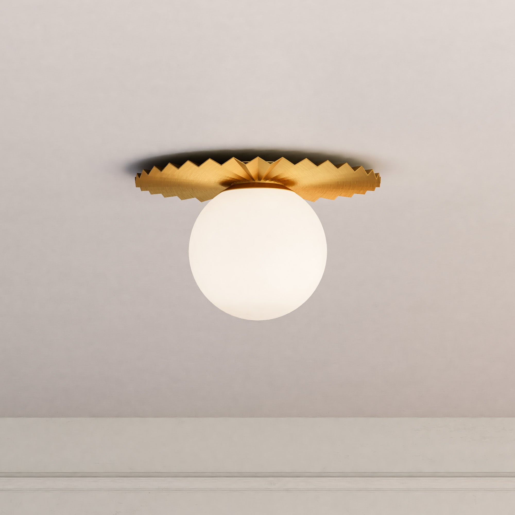 Plume 12-in Brushed Gold/Opal Matte Glass 1 Light Flush Mount