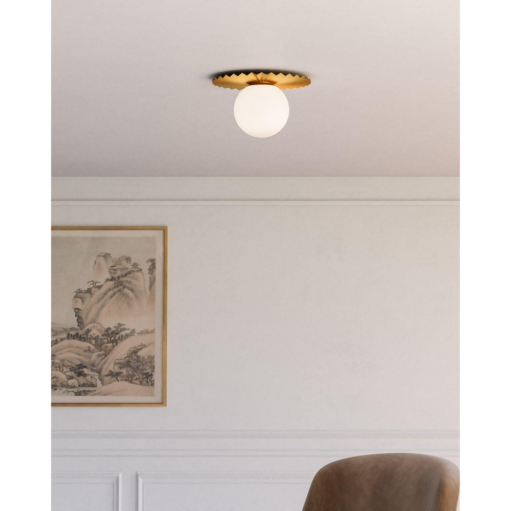 Plume 12-in Brushed Gold/Opal Matte Glass 1 Light Flush Mount