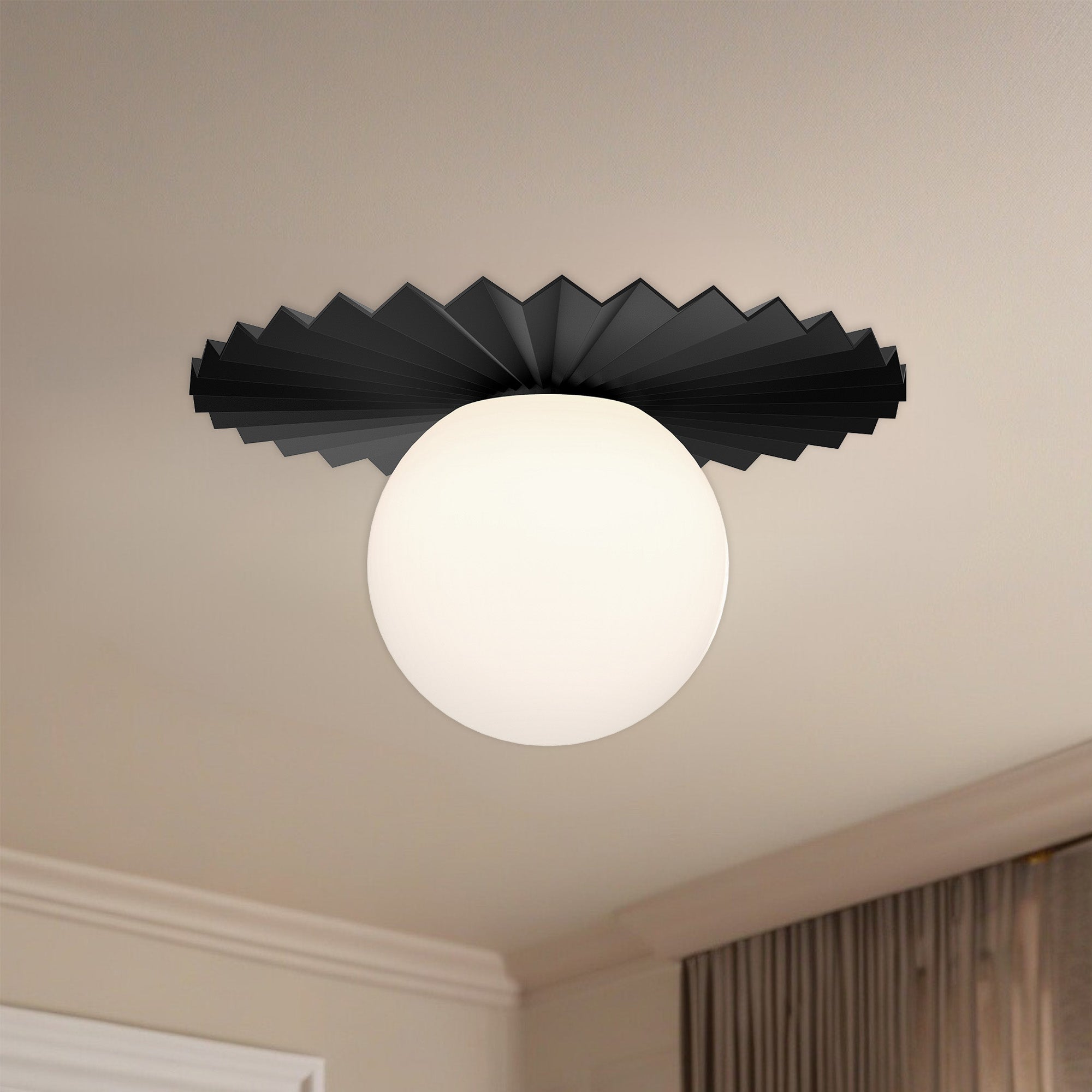 Plume 12-in Matte Black/Opal Matte Glass 1 Light Flush Mount