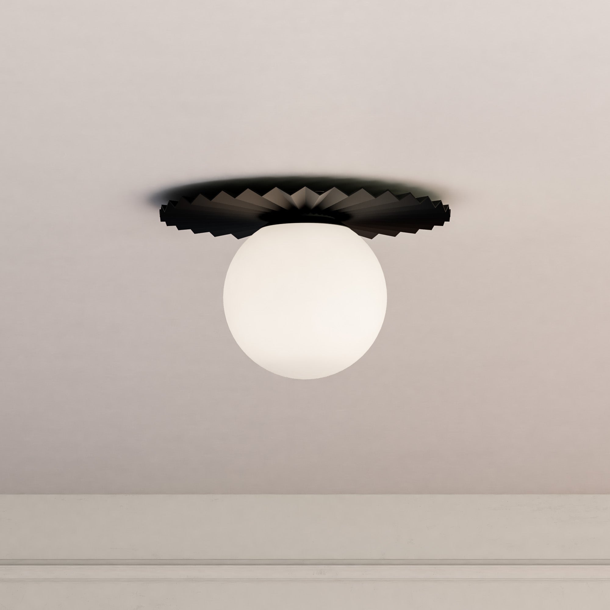 Plume 12-in Matte Black/Opal Matte Glass 1 Light Flush Mount