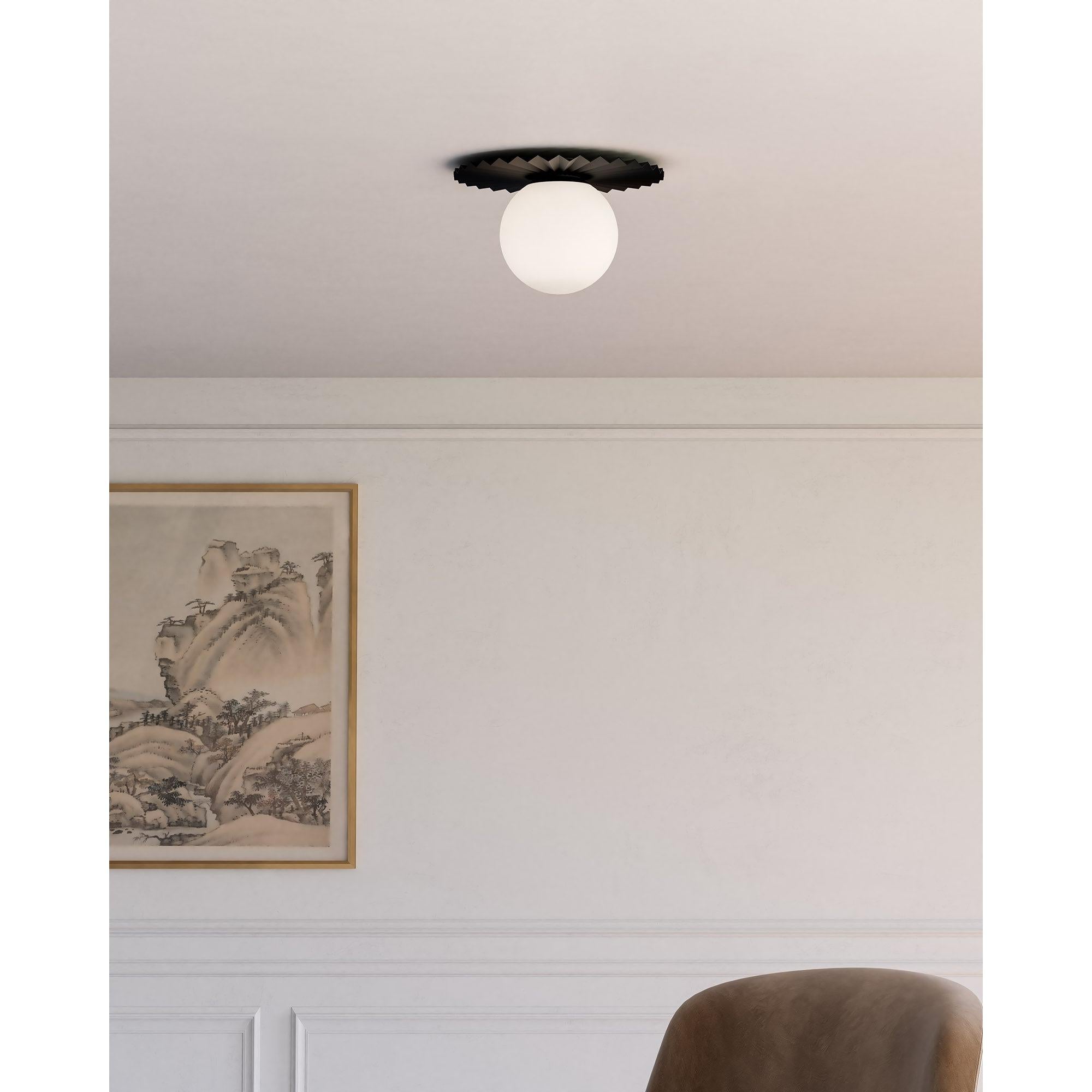 Plume 12-in Matte Black/Opal Matte Glass 1 Light Flush Mount
