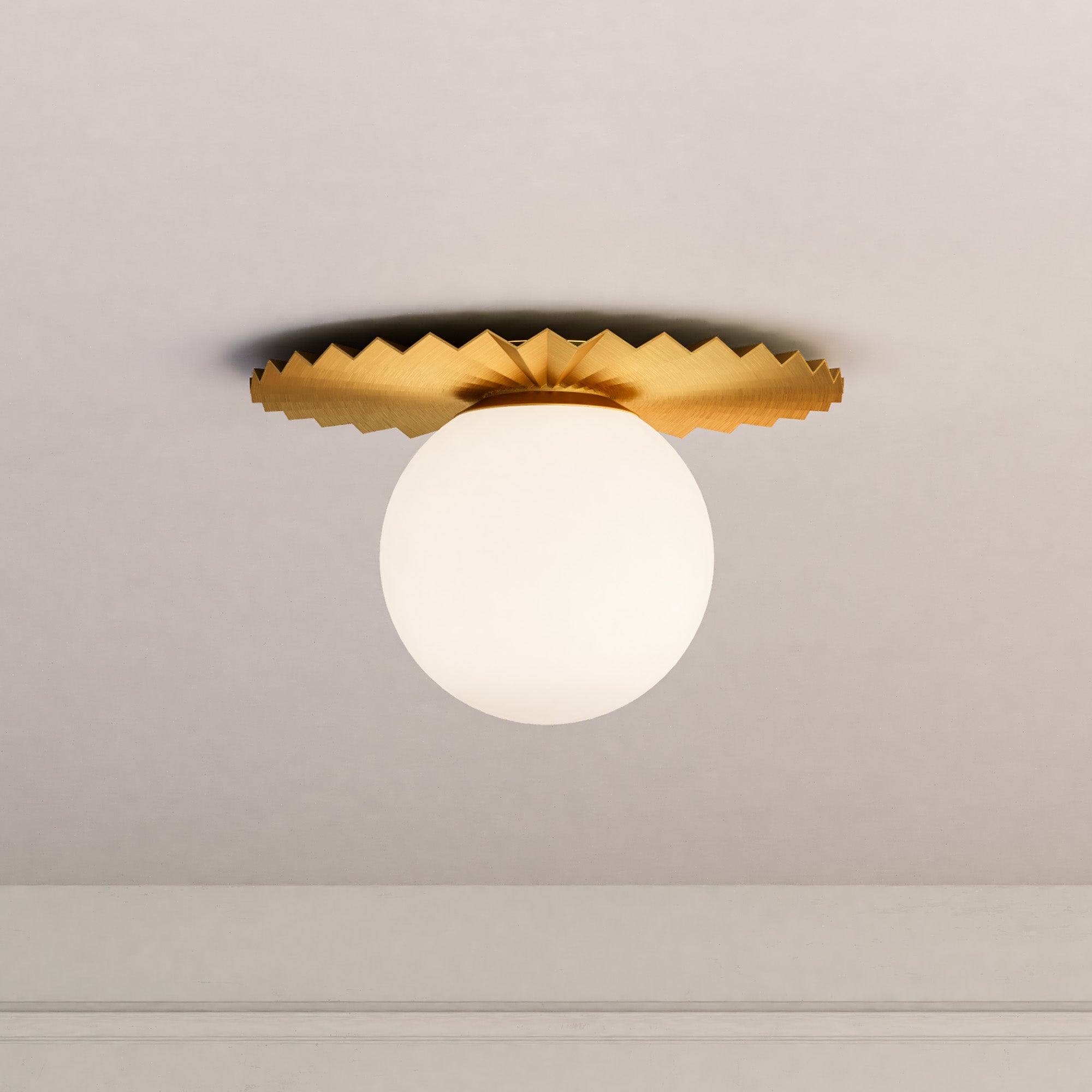 Plume 14-in Brushed Gold/Opal Matte Glass 1 Light Flush Mount