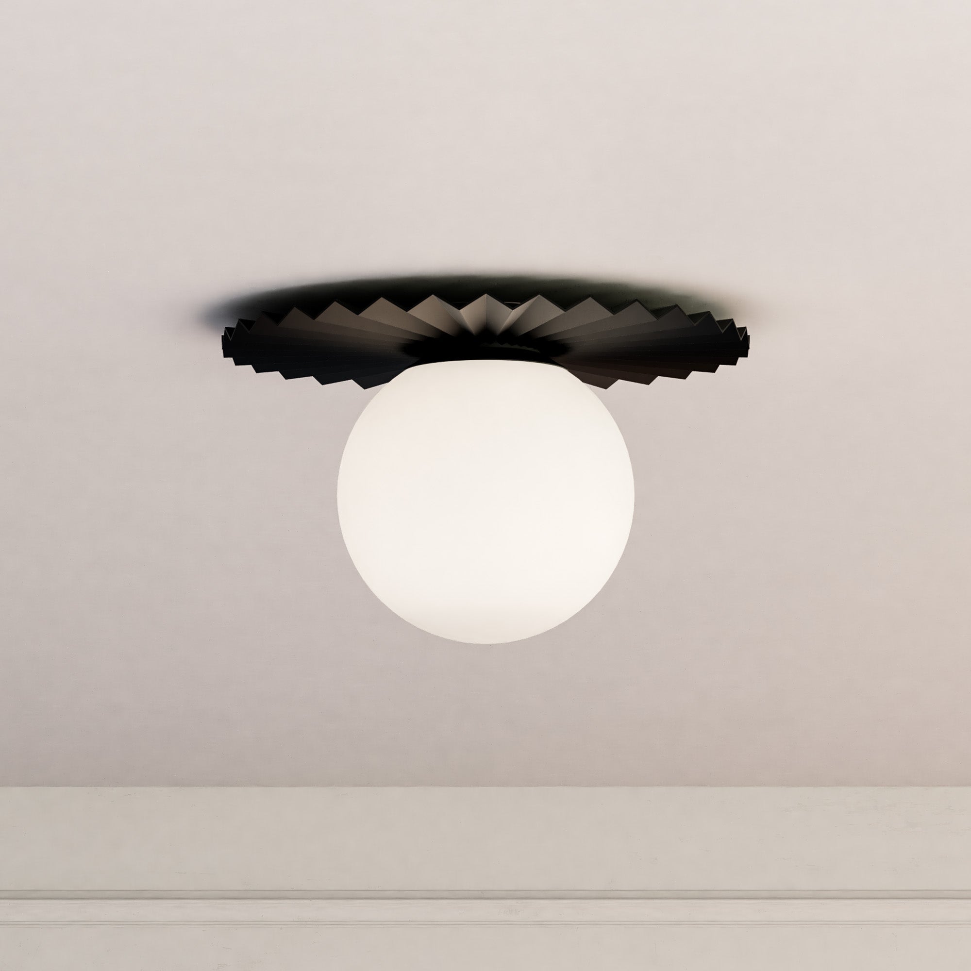 Plume 14-in Matte Black/Opal Matte Glass 1 Light Flush Mount