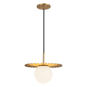 Plume 12-in Brushed Gold/Opal Matte Glass 1 Light Pendant