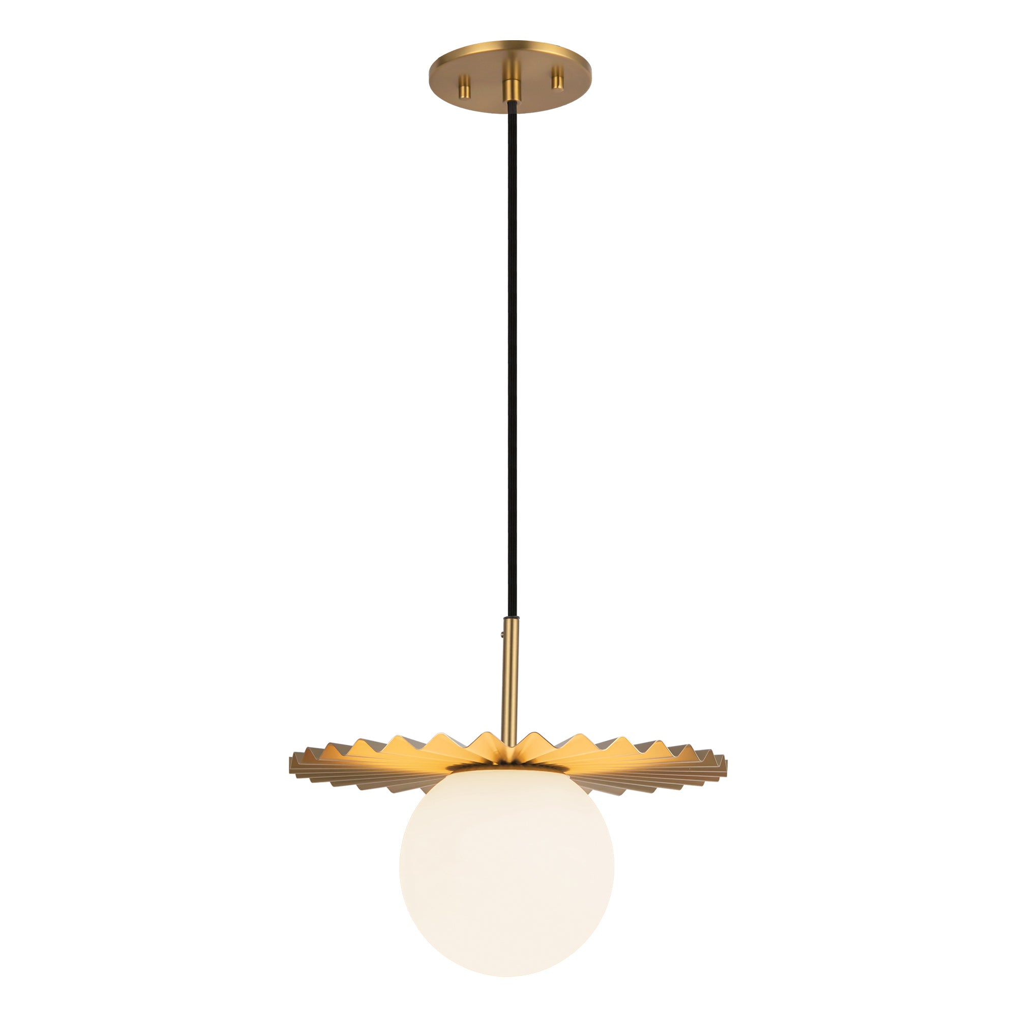 Plume 12-in Brushed Gold/Opal Matte Glass 1 Light Pendant