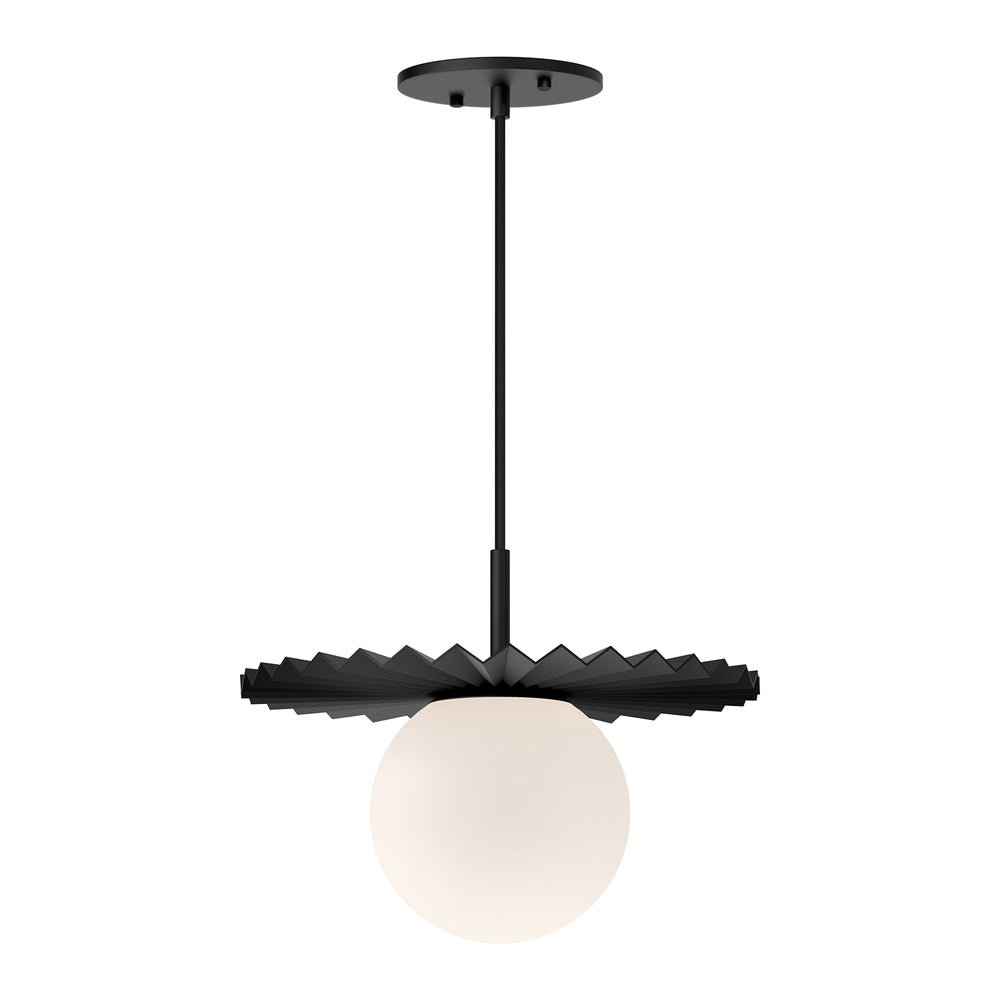 ALORA MOOD Lighting PD501212MBOP Pendant Light Fixture, UL Damp Rated, Matte Black/Opal Matte Glass