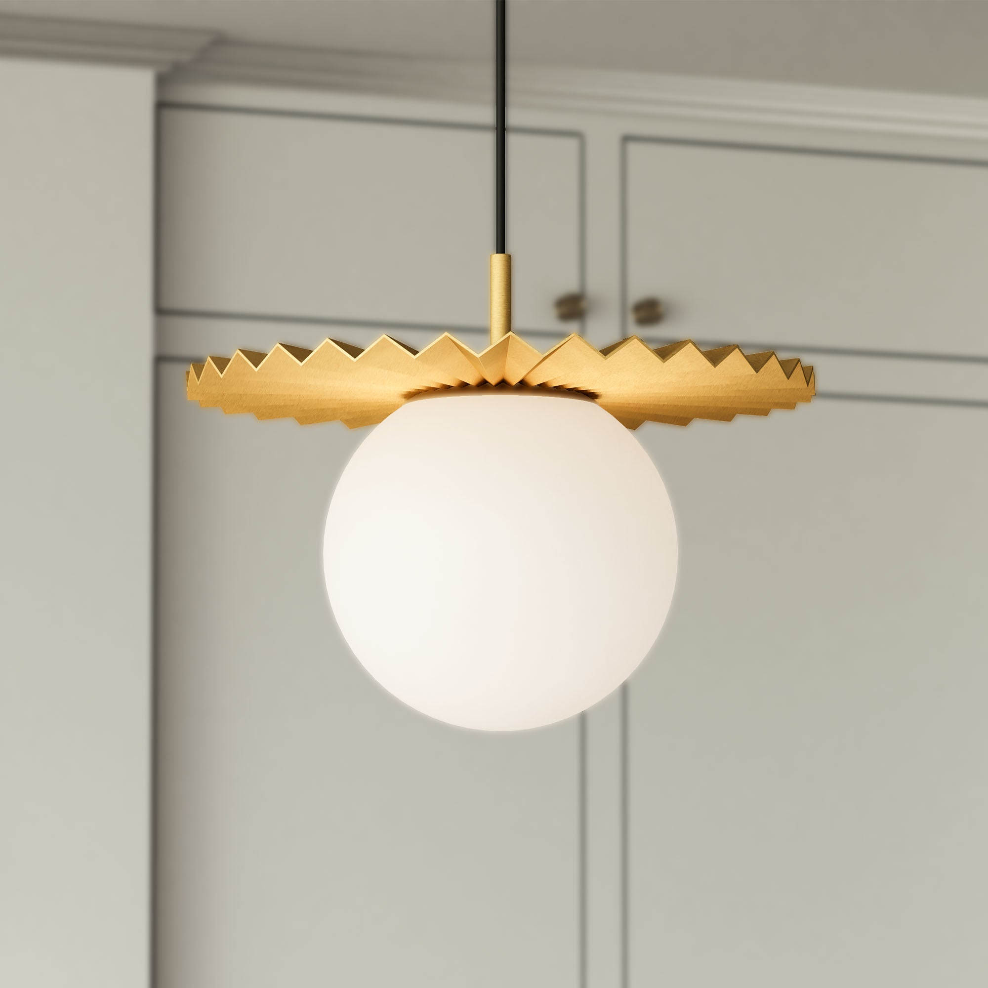 Plume 14-in Brushed Gold/Opal Matte Glass 1 Light Pendant