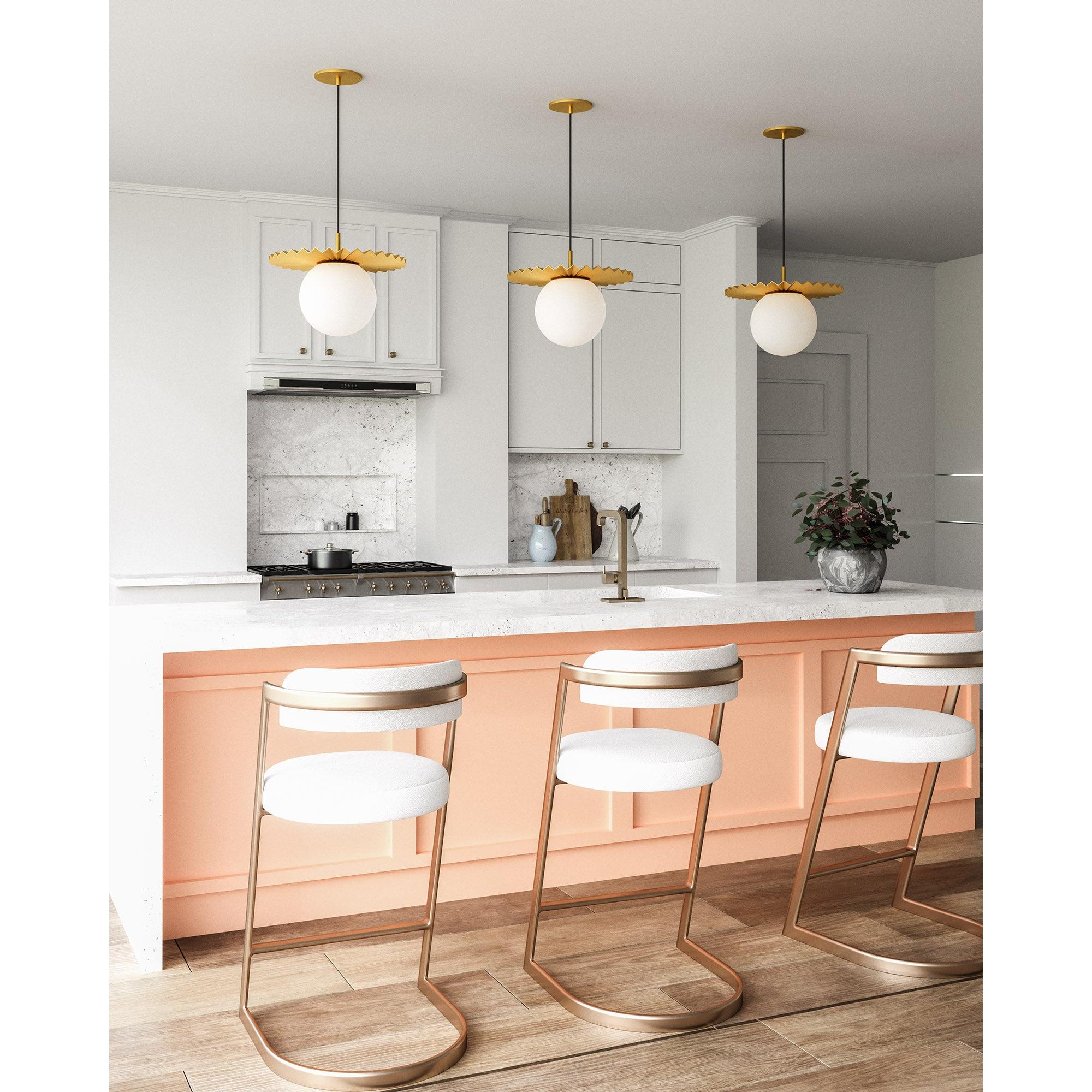 Plume 14-in Brushed Gold/Opal Matte Glass 1 Light Pendant