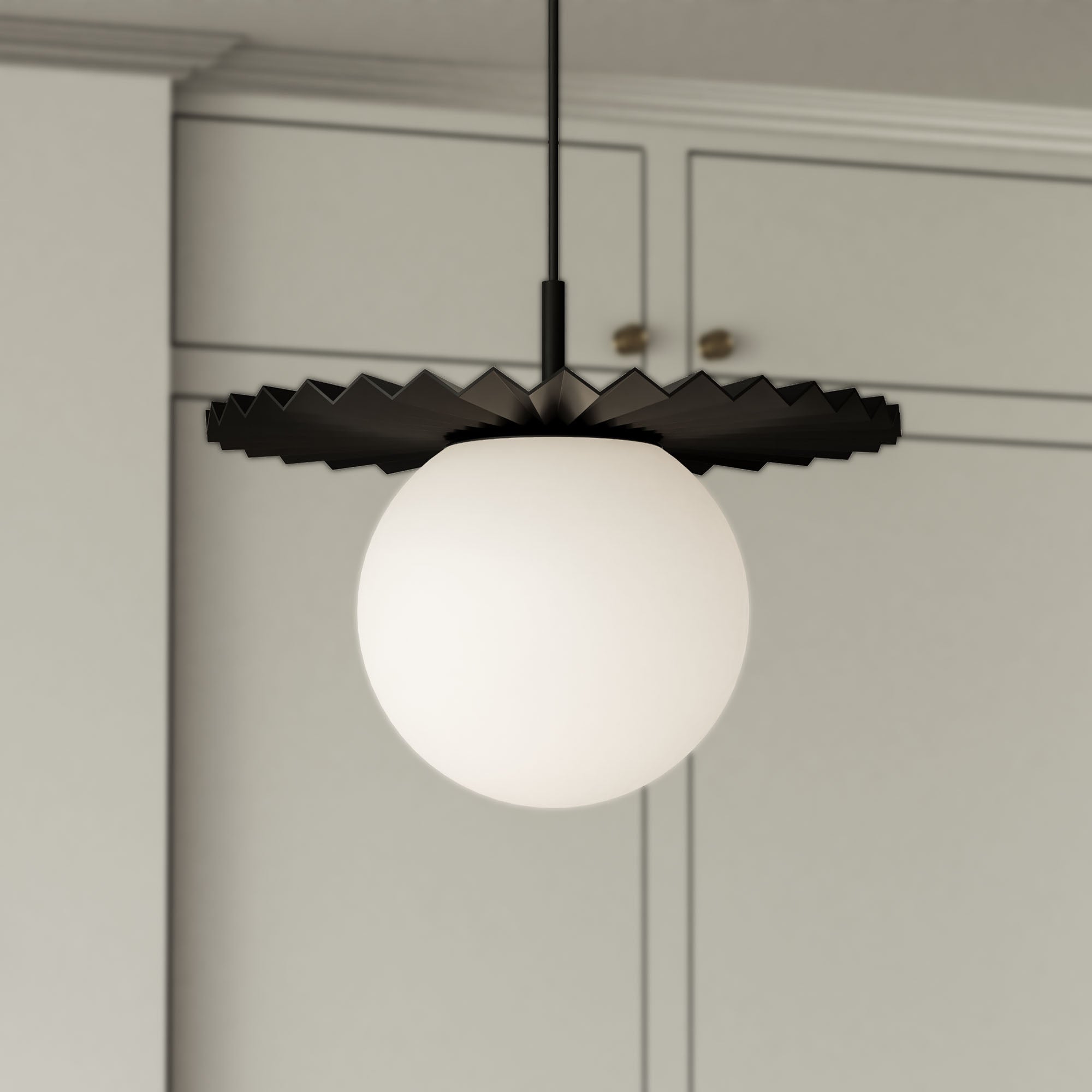 Plume 14-in Matte Black/Opal Matte Glass 1 Light Pendant