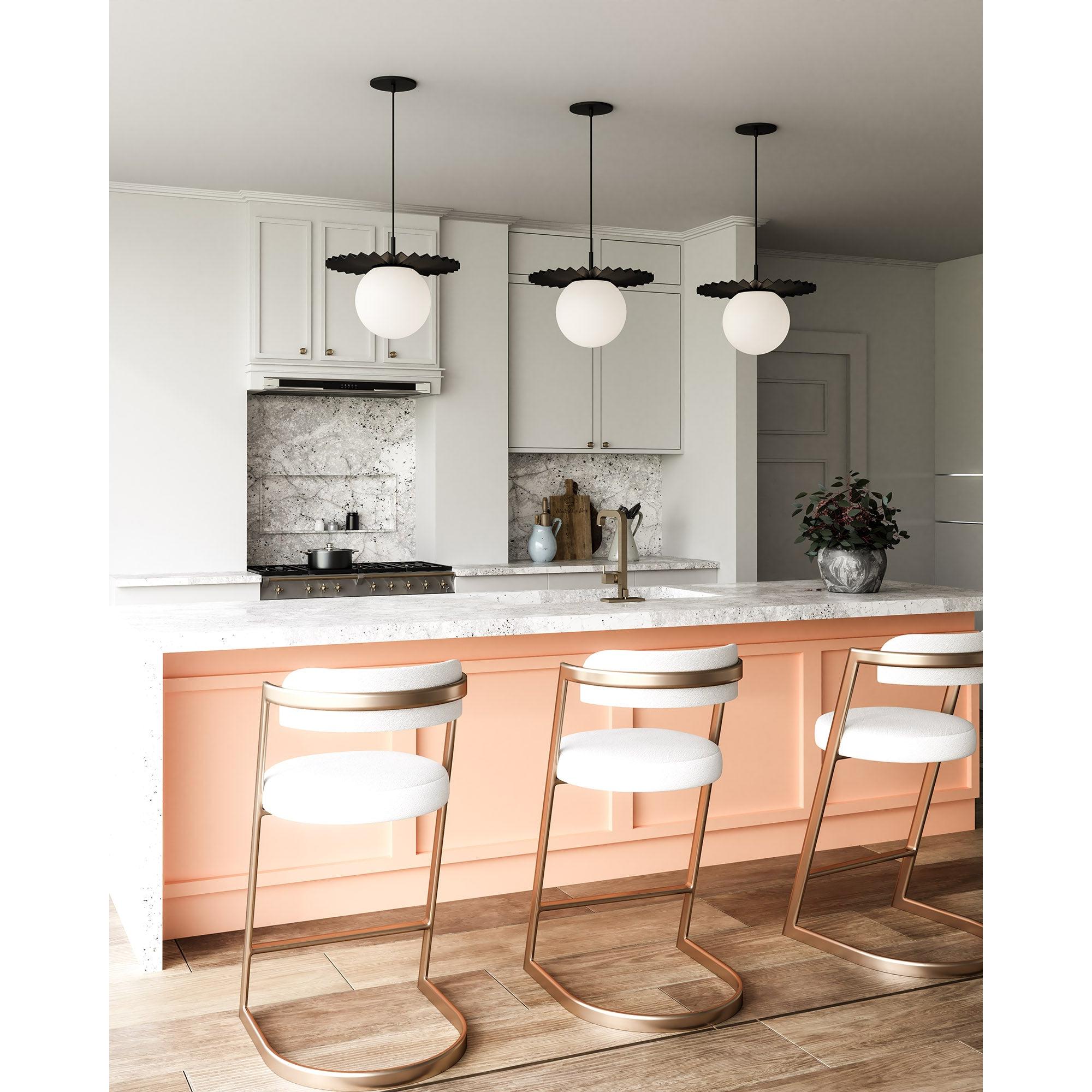 Plume 14-in Matte Black/Opal Matte Glass 1 Light Pendant