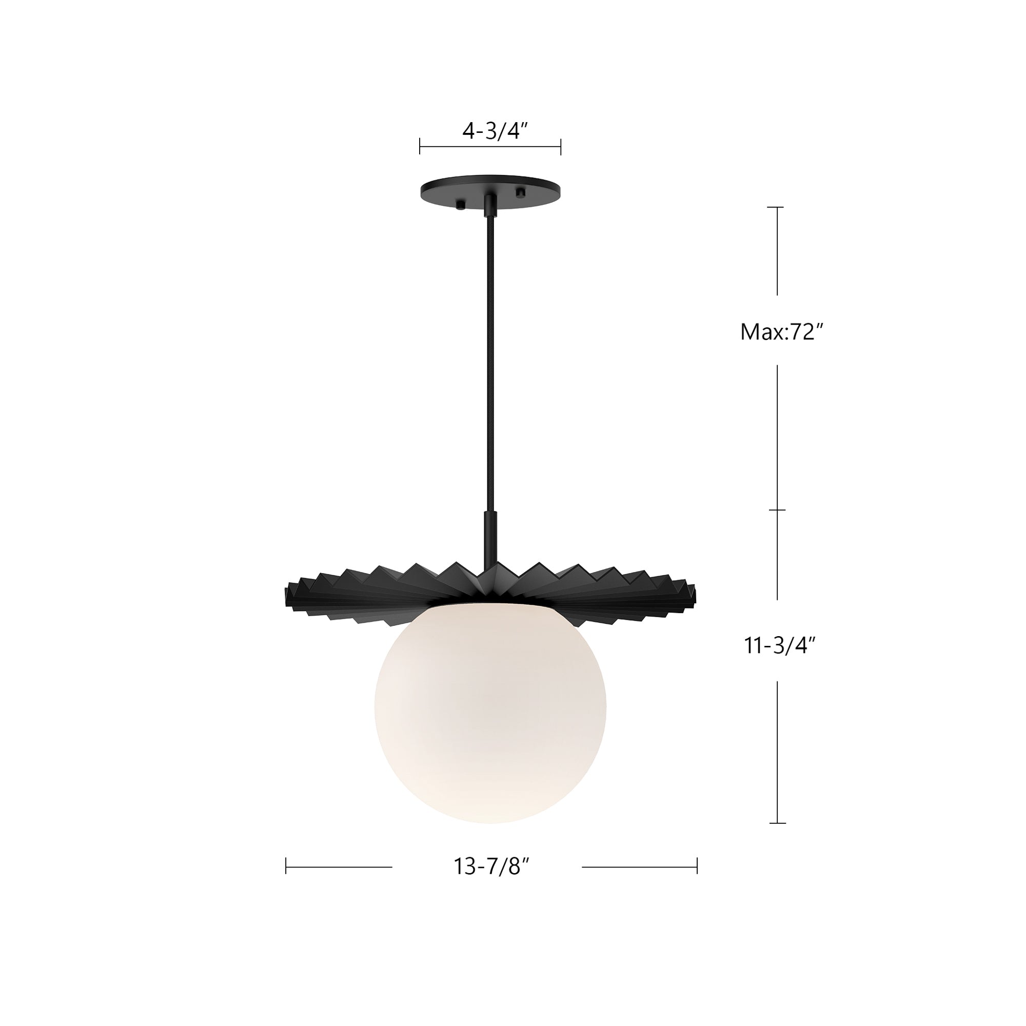 Plume 14-in Matte Black/Opal Matte Glass 1 Light Pendant