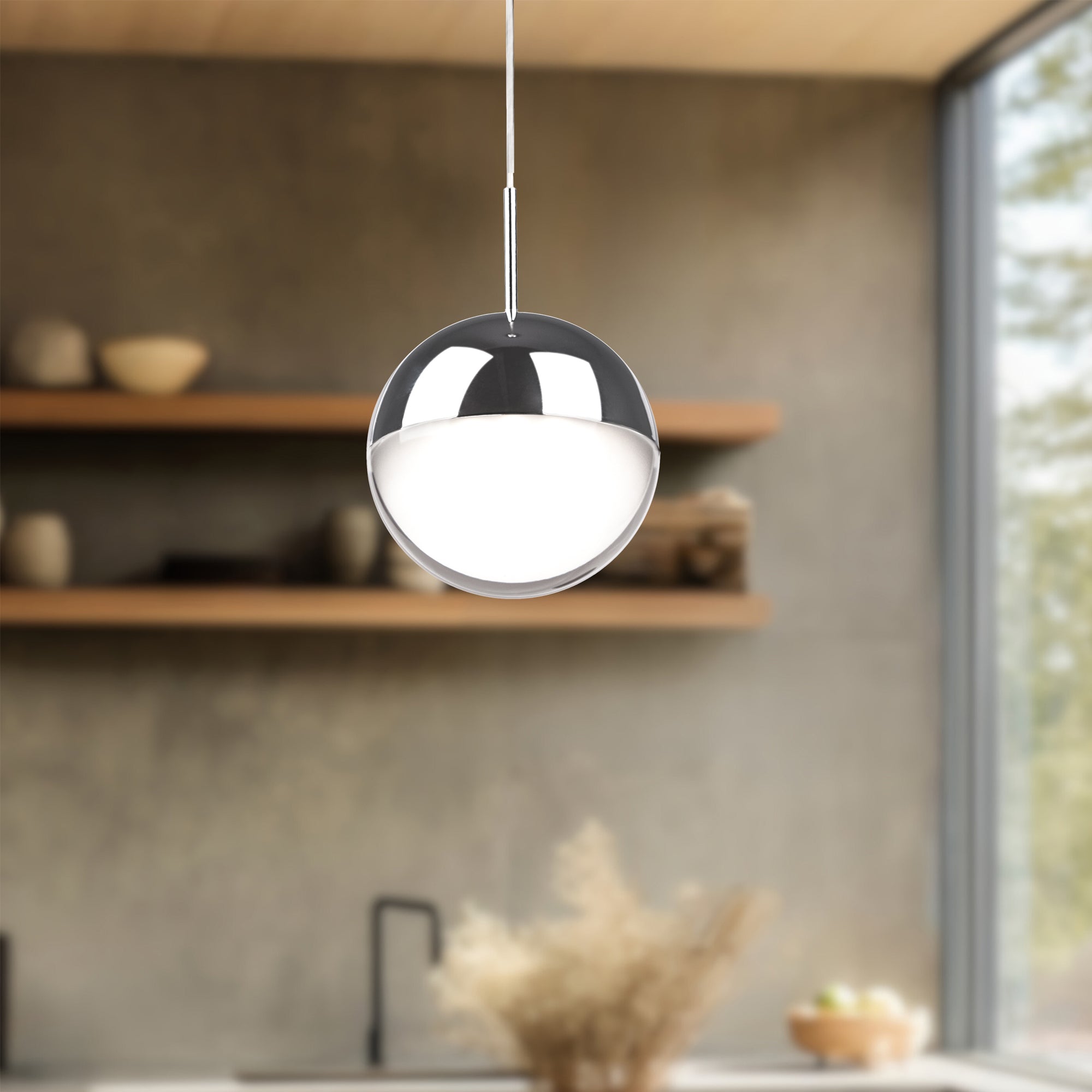 Pluto 4-in Chrome LED Pendant