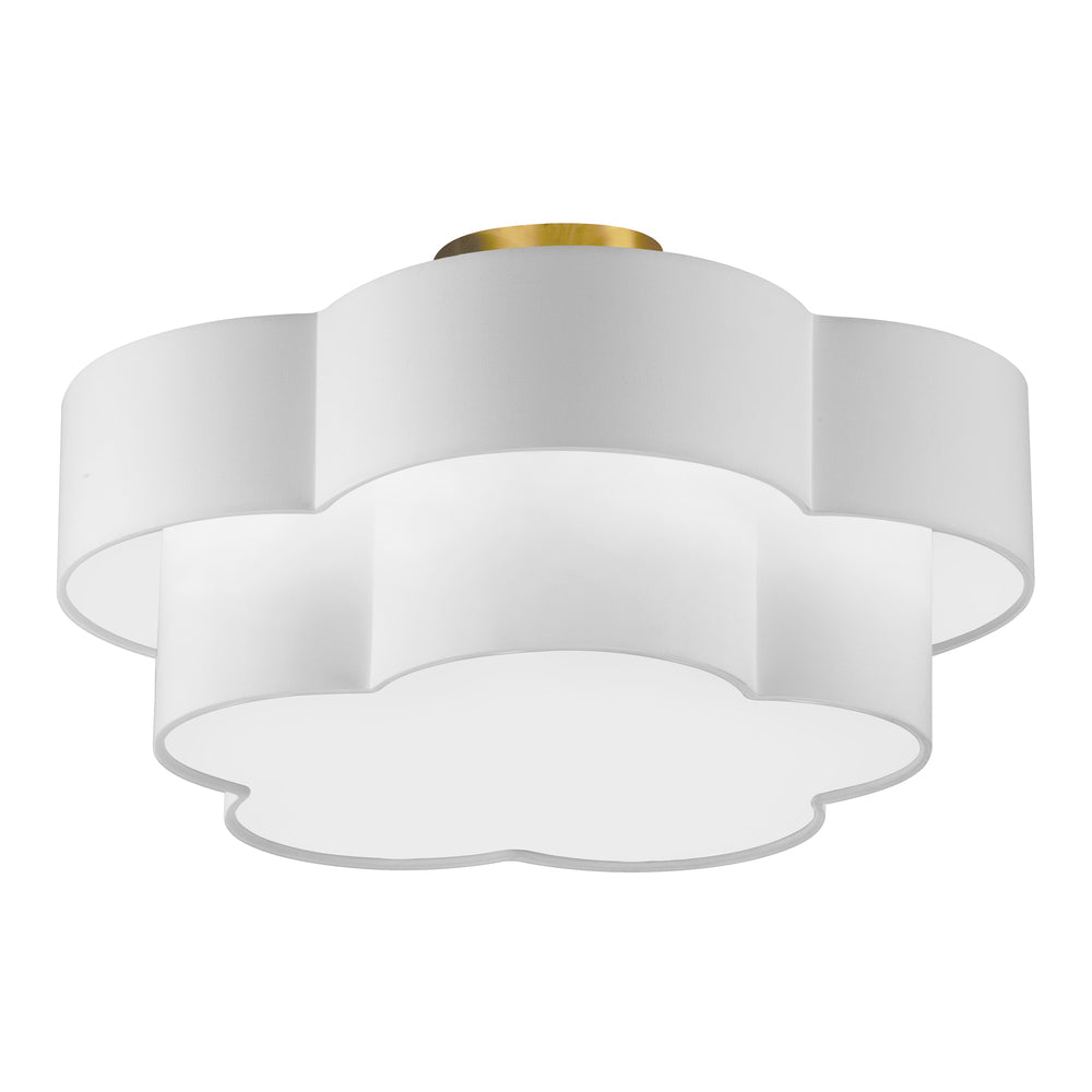 Dainolite PHLOX PLX-203FH-AGB-WH Flush Mount Contemporary - Aged Brass