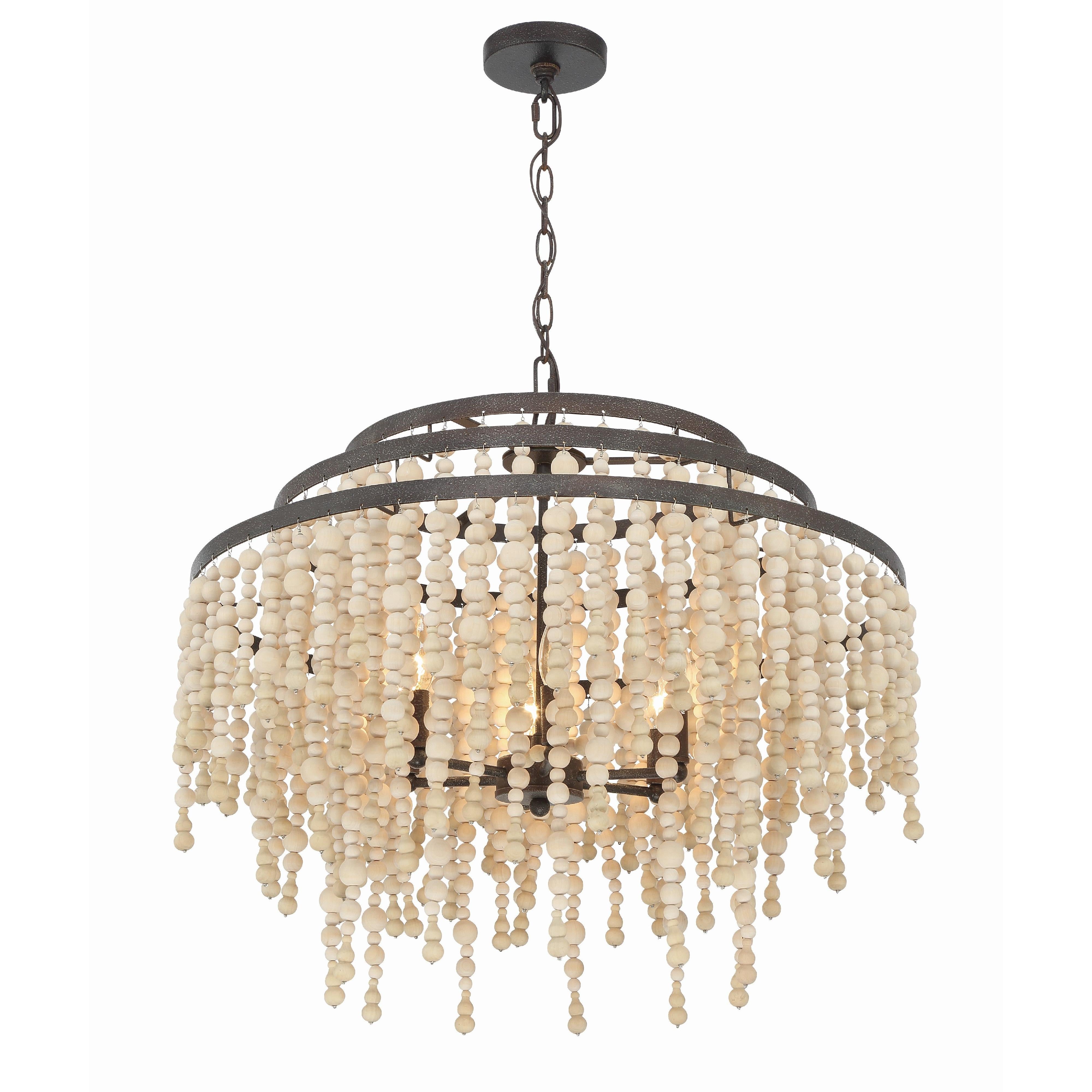 Crystorama Poppy POP-A5076-FB – 26.5 Inch – 6 Light – Chandelier – Forged Bronze – Damp Rated