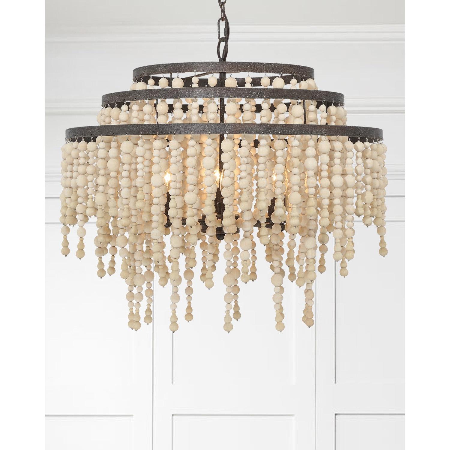 Crystorama Poppy POP-A5076-FB – 26.5 Inch – 6 Light – Chandelier – Forged Bronze – Damp Rated