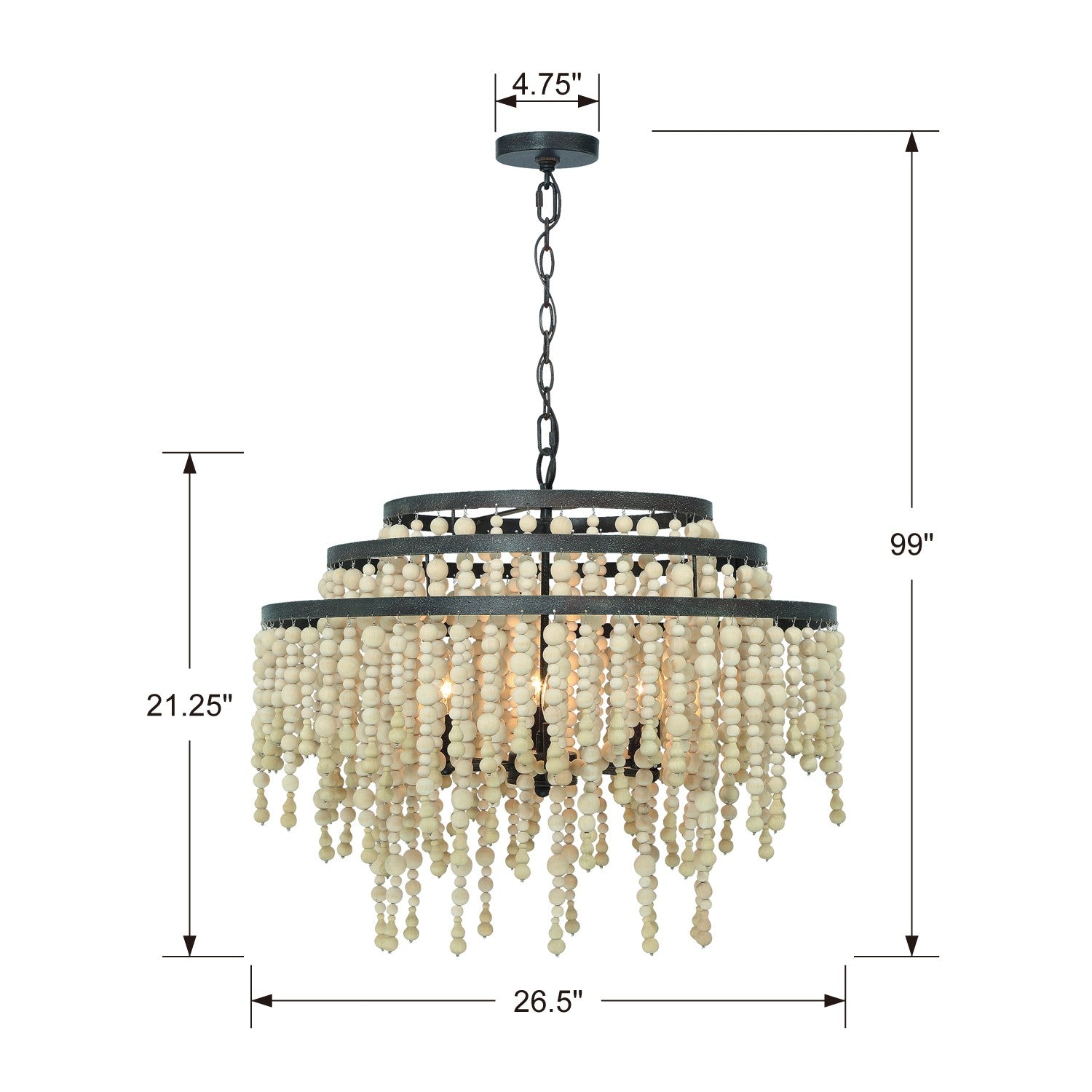 Crystorama Poppy POP-A5076-FB – 26.5 Inch – 6 Light – Chandelier – Forged Bronze – Damp Rated