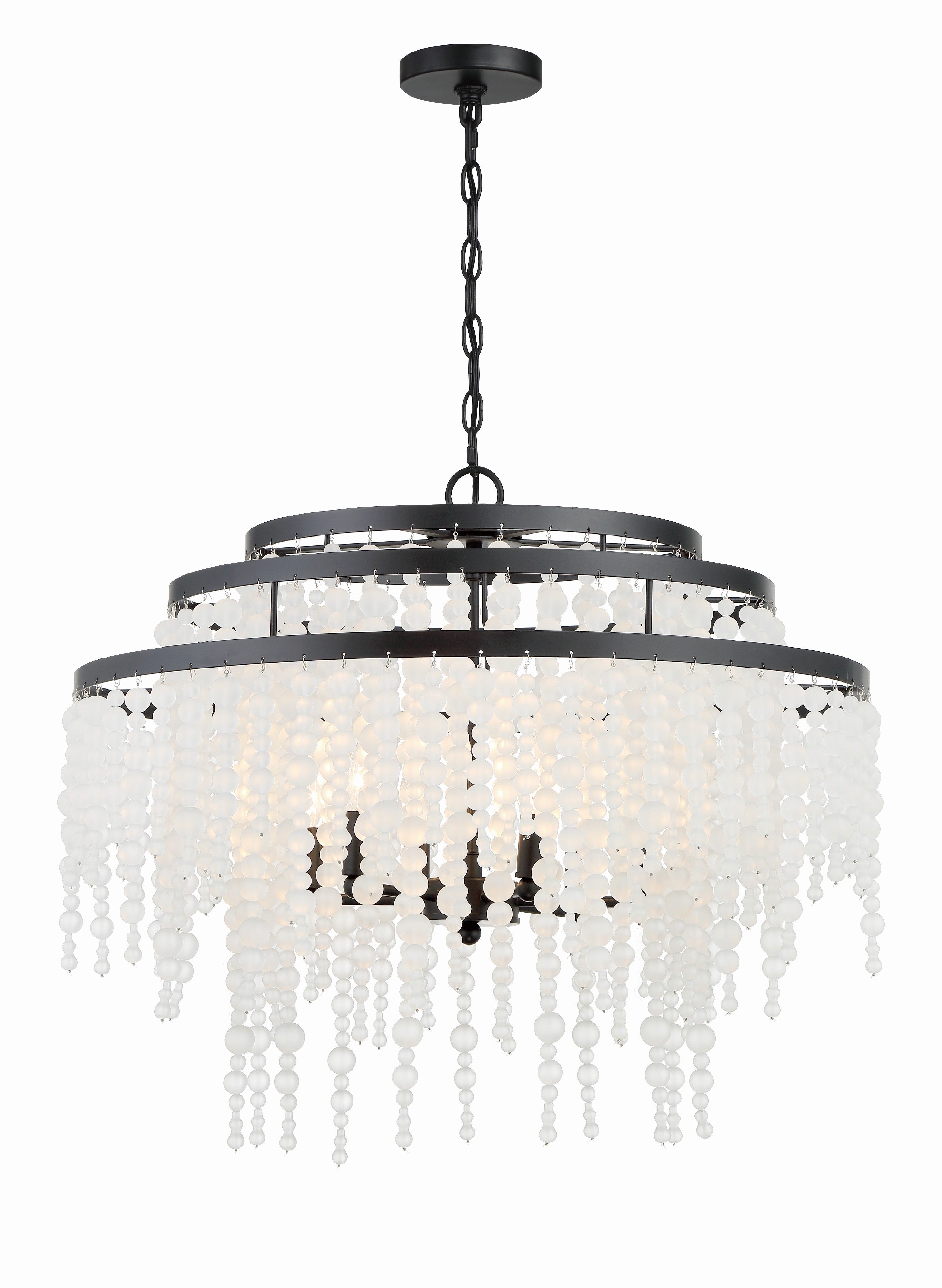 Crystorama Poppy POP-A5076-MK-FR – 26.5 Inch – 6 Light – Chandelier – Matte Black – Damp Rated