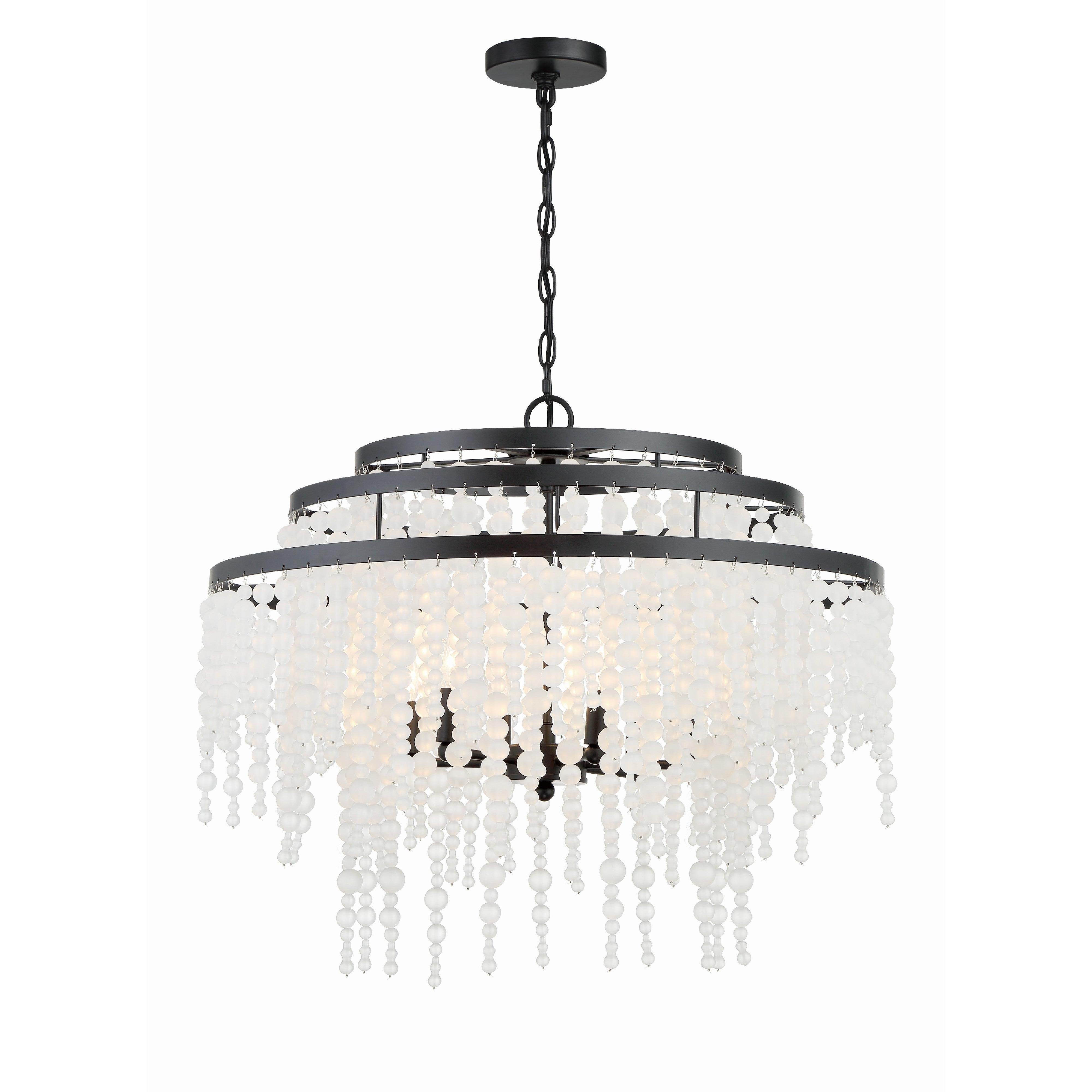 Crystorama Poppy POP-A5076-MK-FR – 26.5 Inch – 6 Light – Chandelier – Matte Black – Damp Rated