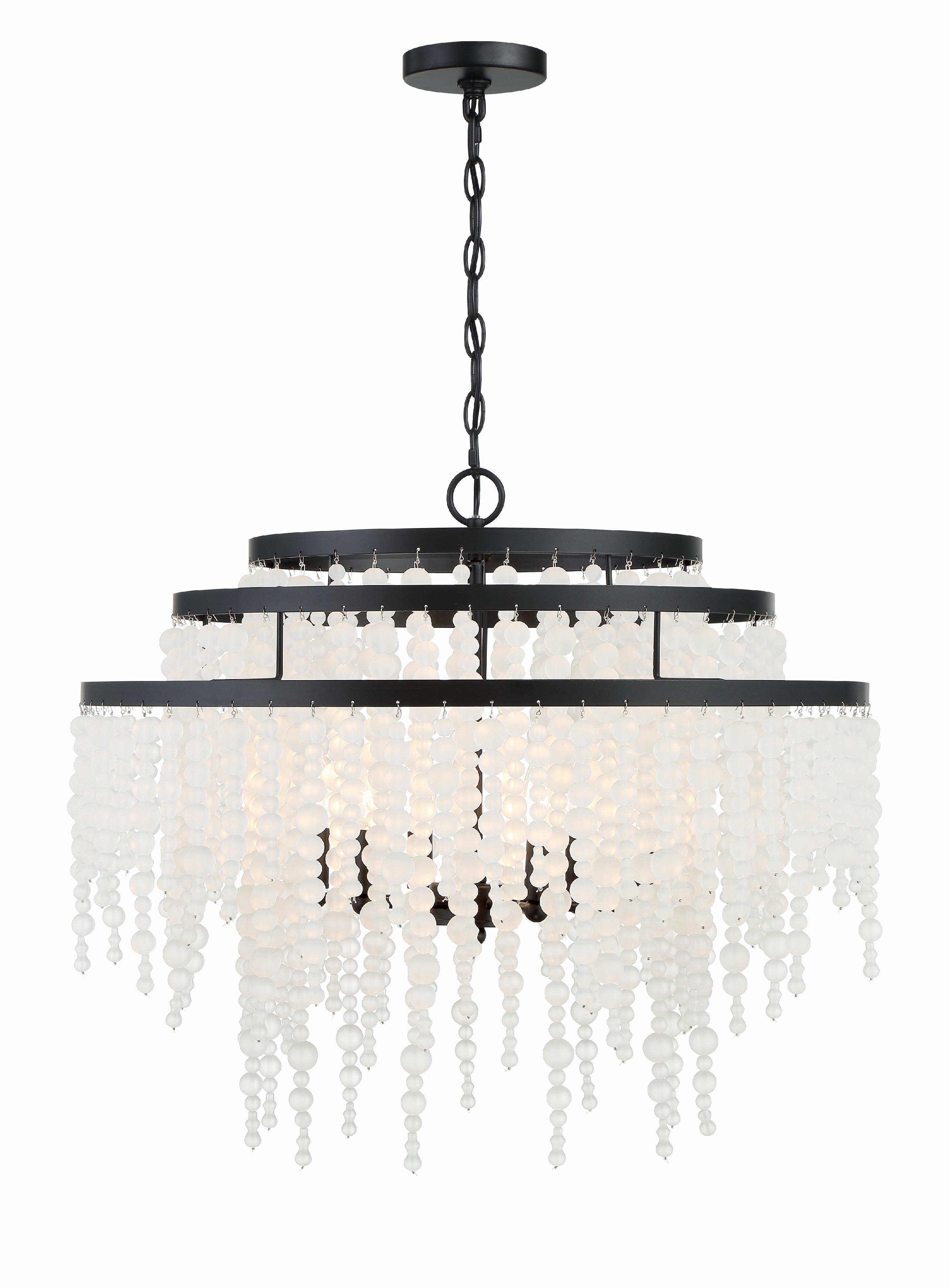 Crystorama Poppy POP-A5076-MK-FR – 26.5 Inch – 6 Light – Chandelier – Matte Black – Damp Rated