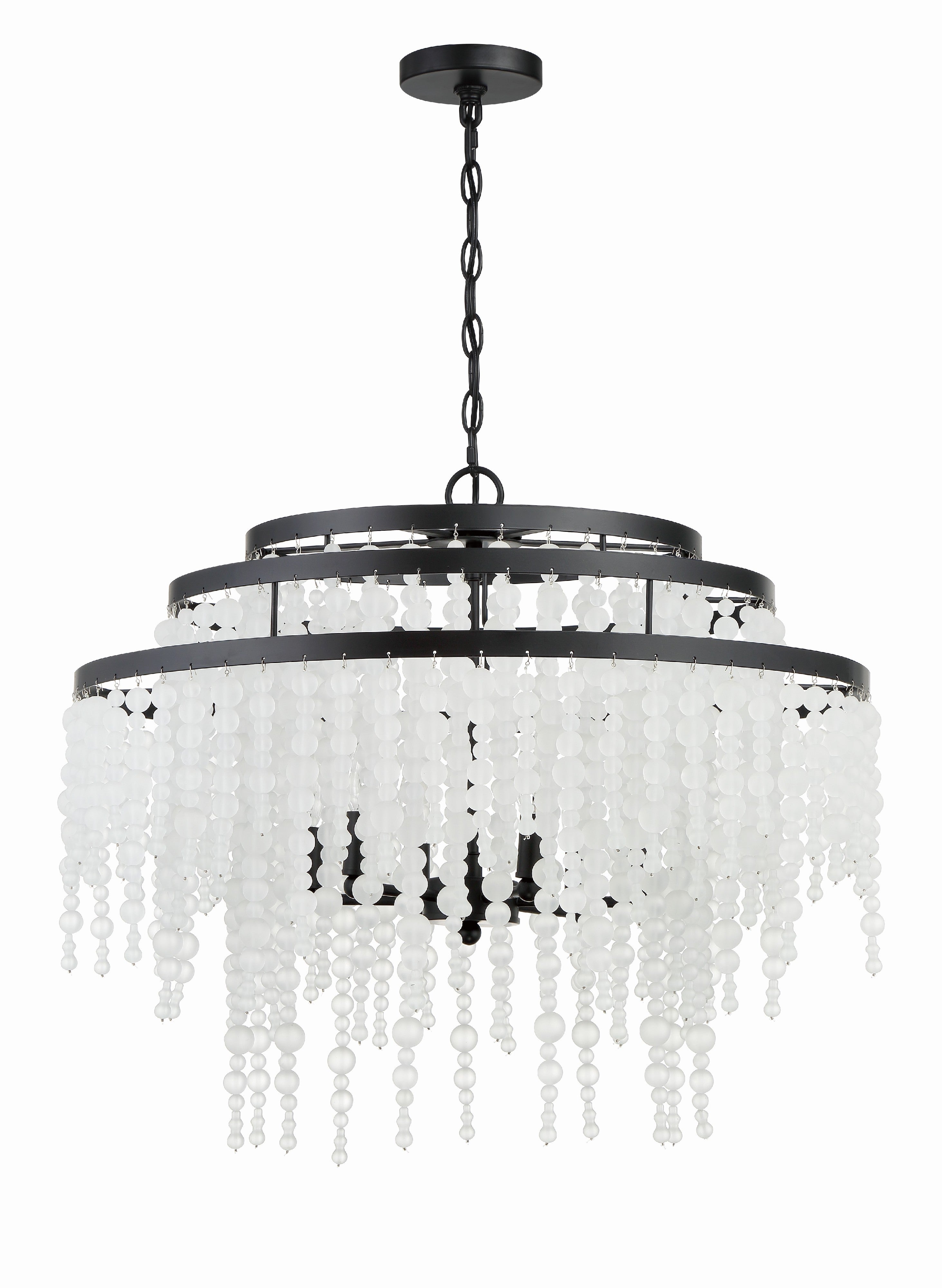 Crystorama Poppy POP-A5076-MK-FR – 26.5 Inch – 6 Light – Chandelier – Matte Black – Damp Rated