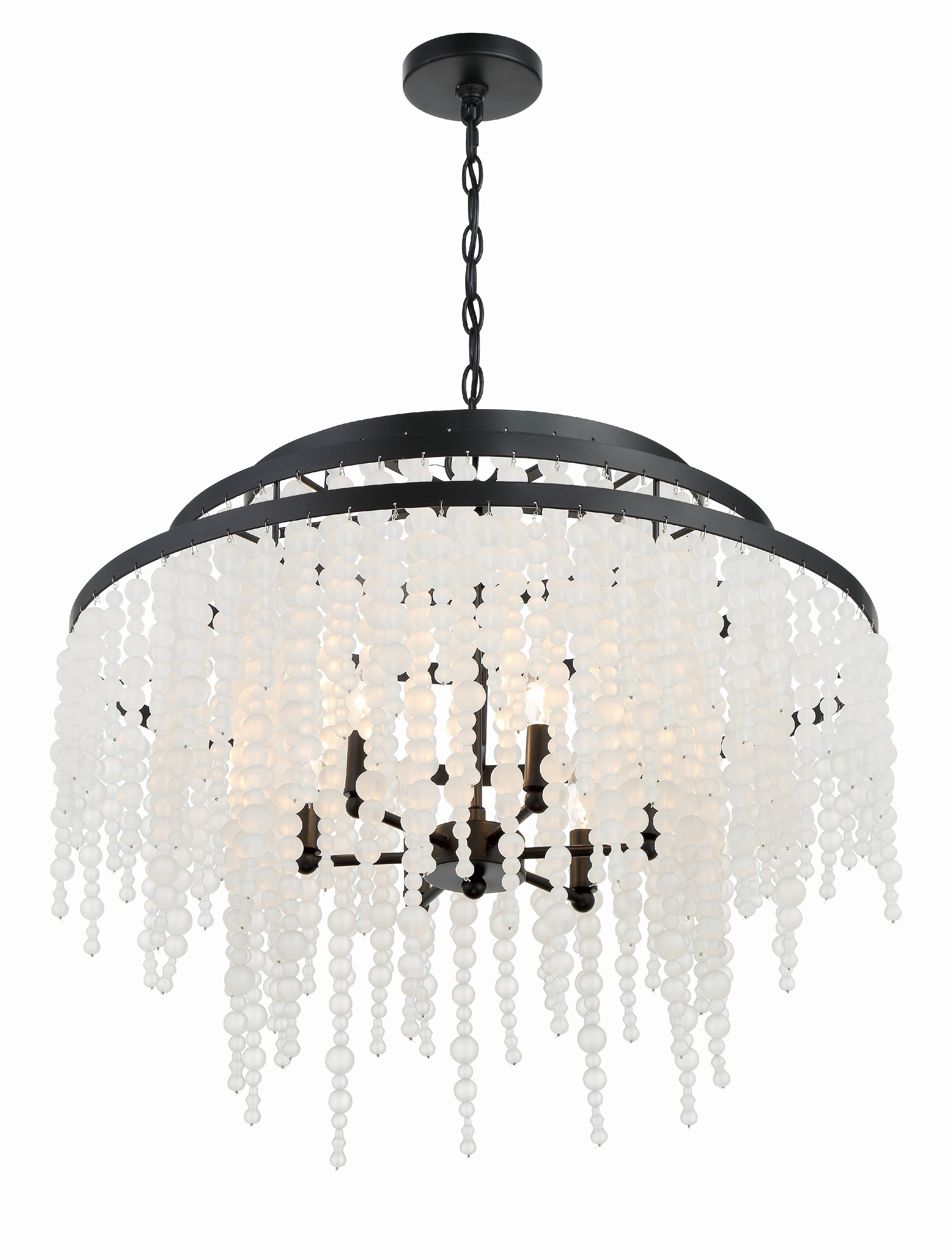 Crystorama Poppy POP-A5076-MK-FR – 26.5 Inch – 6 Light – Chandelier – Matte Black – Damp Rated