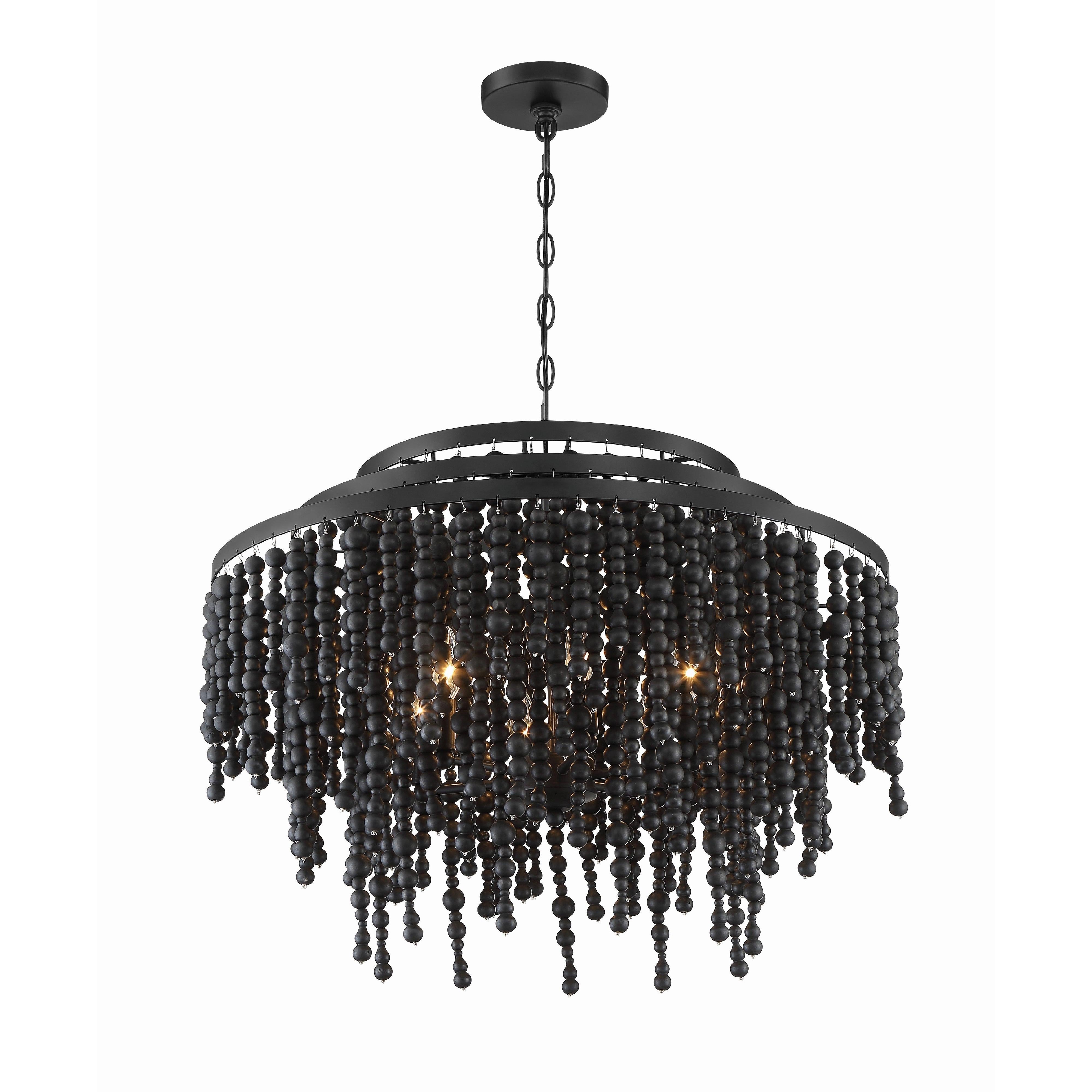 Crystorama Poppy POP-A5076-MK – 26.5 Inch – 6 Light – Chandelier – Matte Black – Damp Rated
