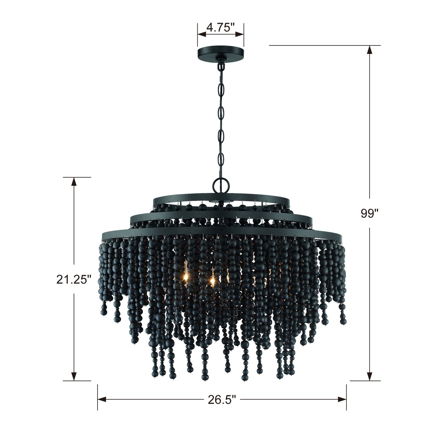 Crystorama Poppy POP-A5076-MK – 26.5 Inch – 6 Light – Chandelier – Matte Black – Damp Rated