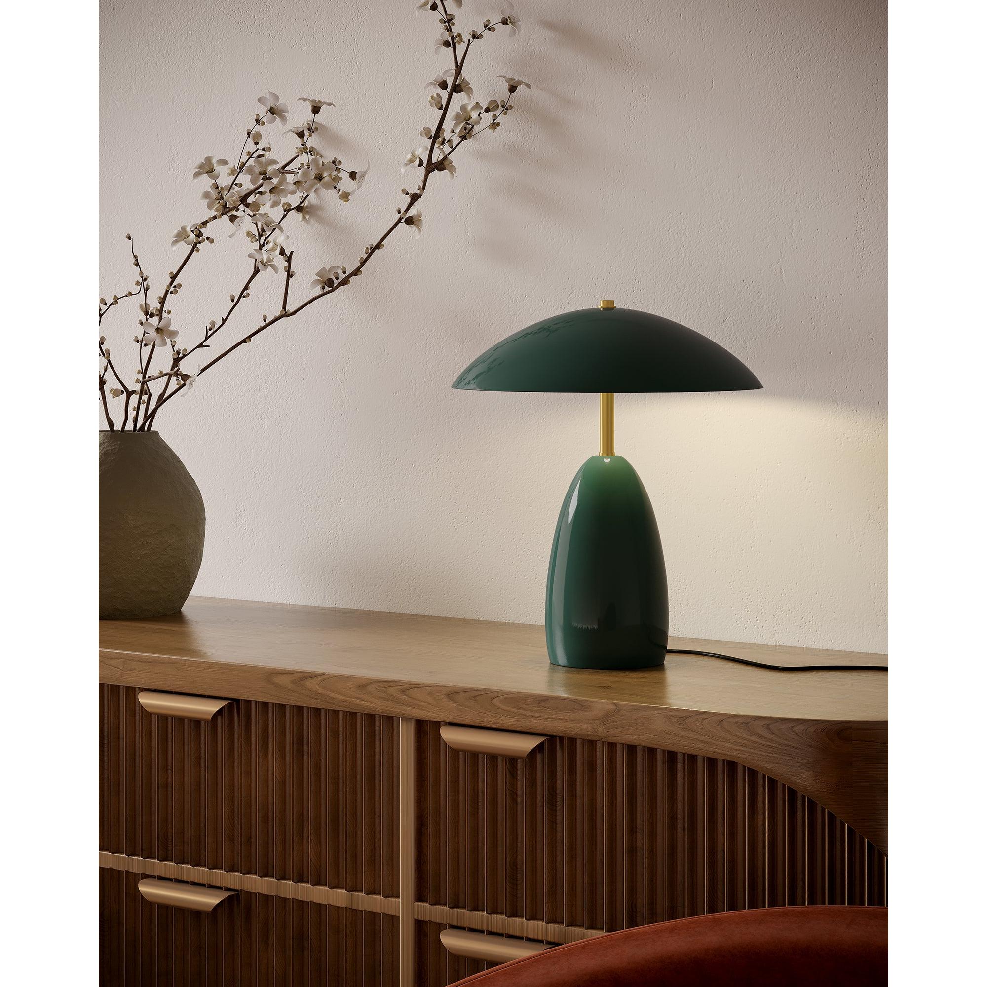 Poppy 12-in Pine Green LED Table Lamp