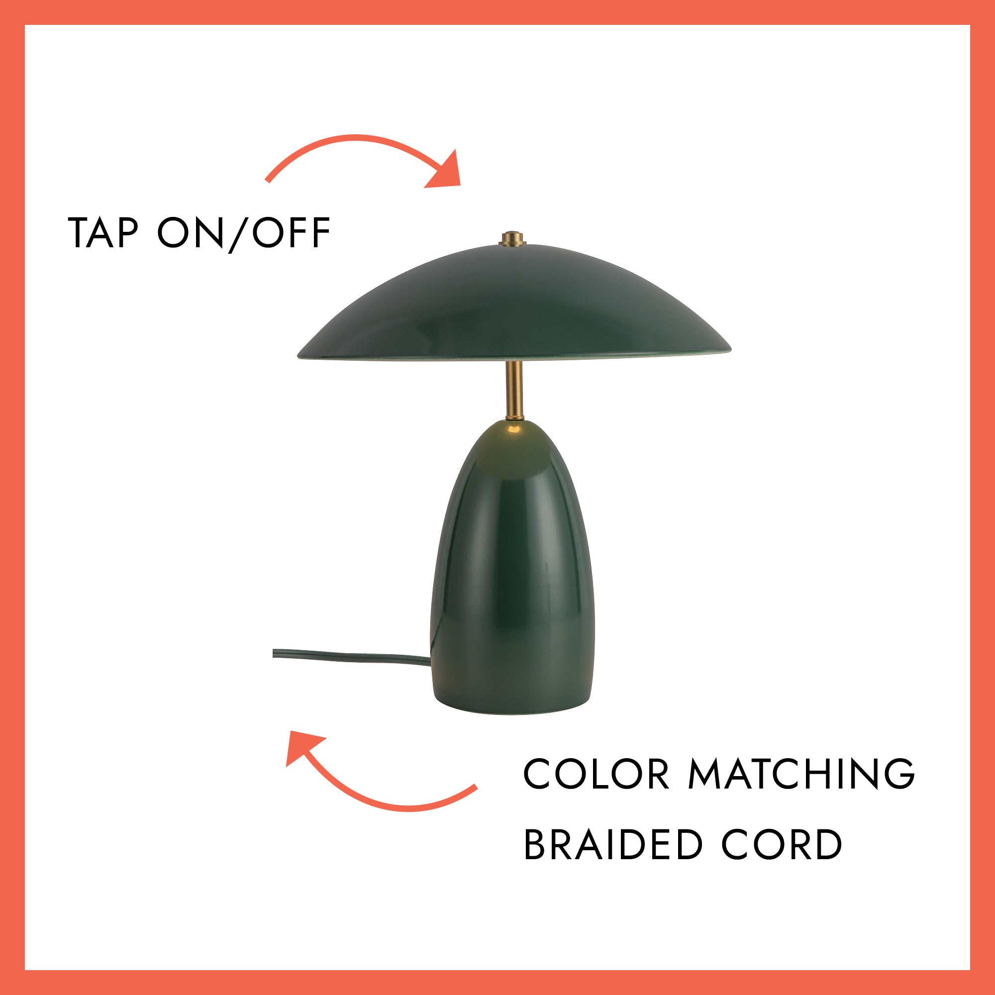 Poppy 9-in Pine Green LED Table Lamp