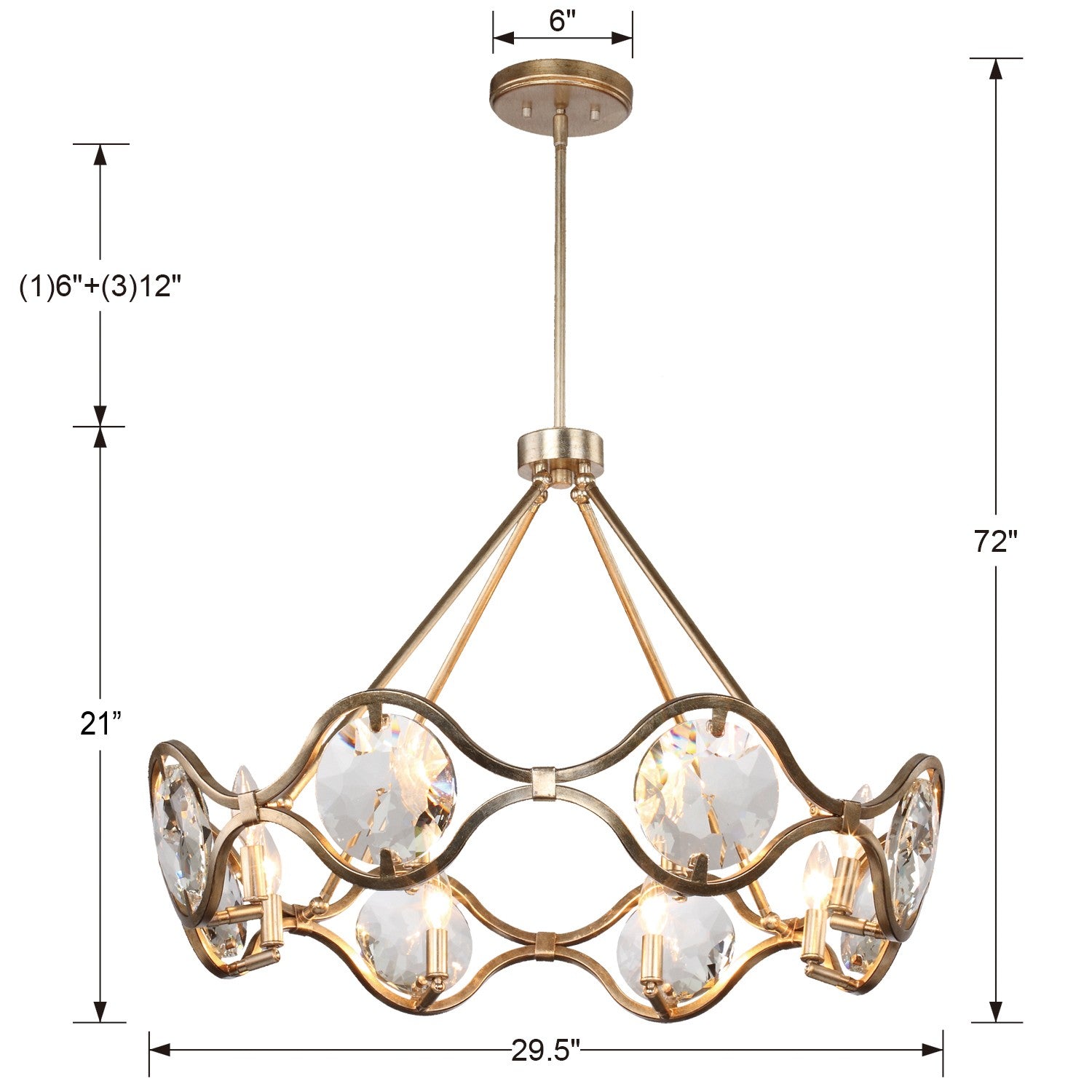 Crystorama Quincy QUI-7628-DT – 29.5 Inch – 8 Light – Chandelier – Distressed Twilight – Damp Rated