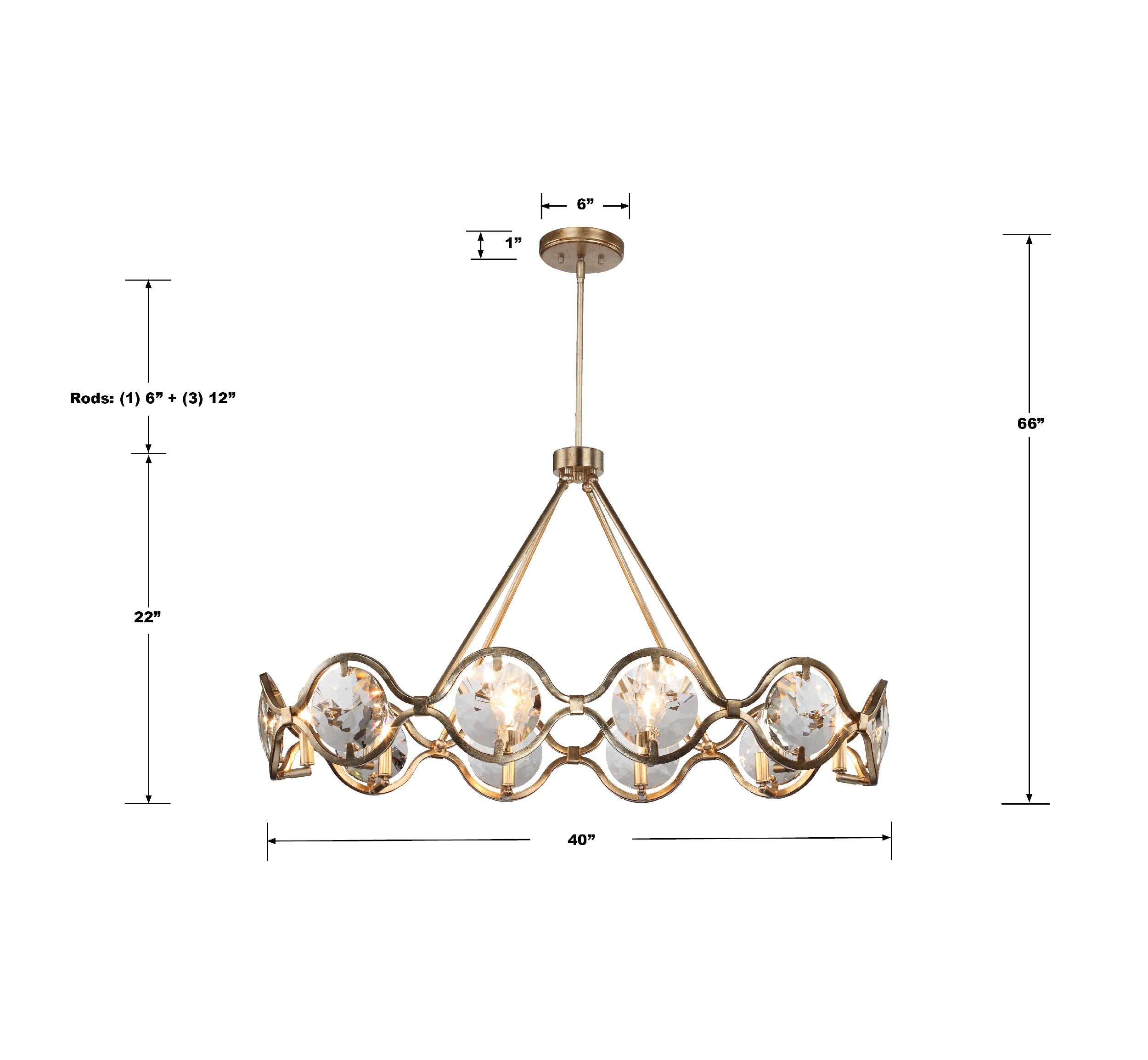 Crystorama Quincy QUI-7629-DT – 40 Inch – 10 Light – Chandelier – Distressed Twilight – Damp Rated