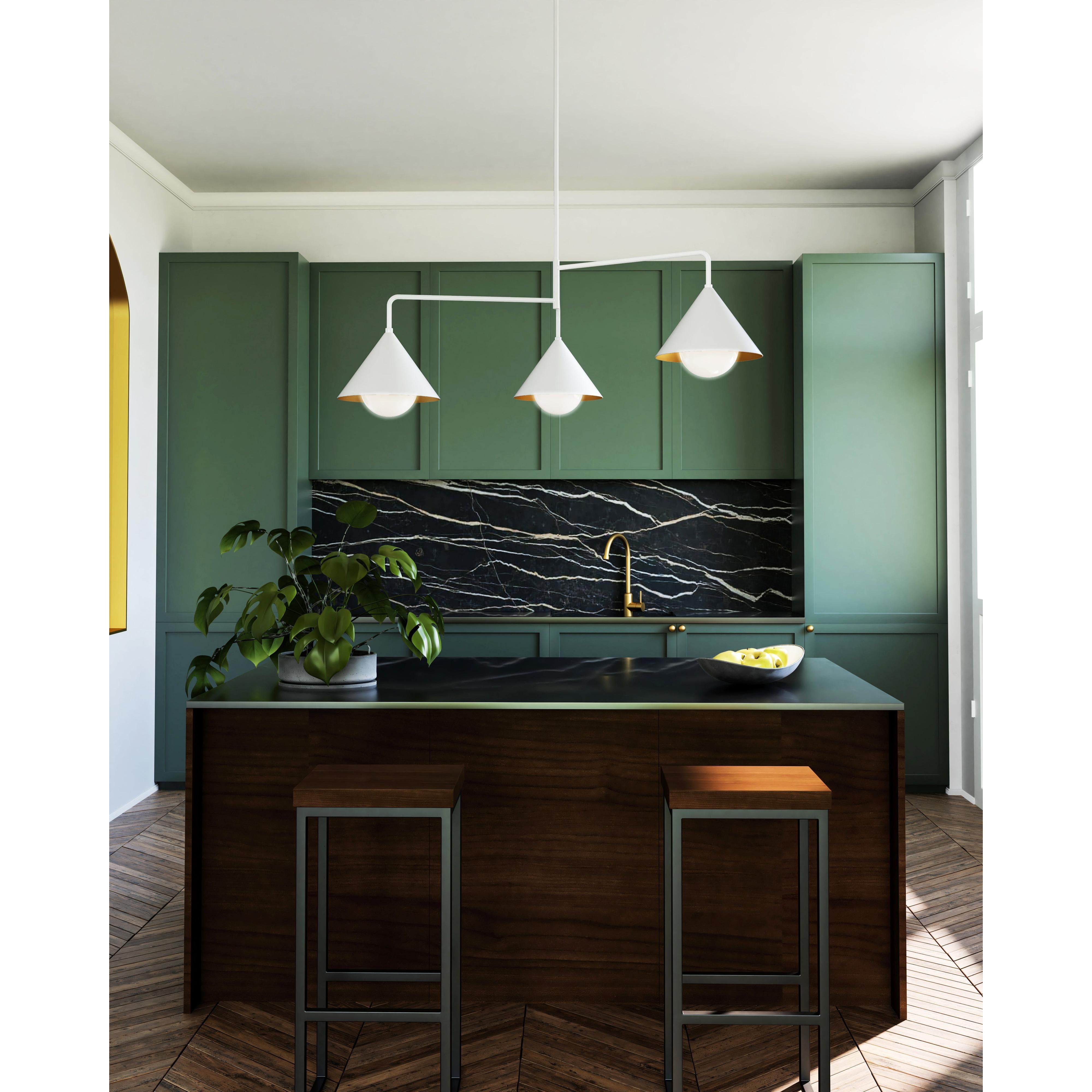 Remy 38-in White/Opal Glass 3 Lights Chandeliers