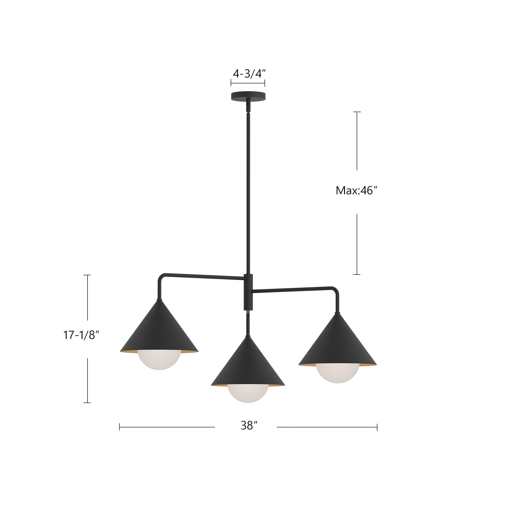 Remy 38-in Brushed Gold/Opal Glass 3 Lights Chandeliers