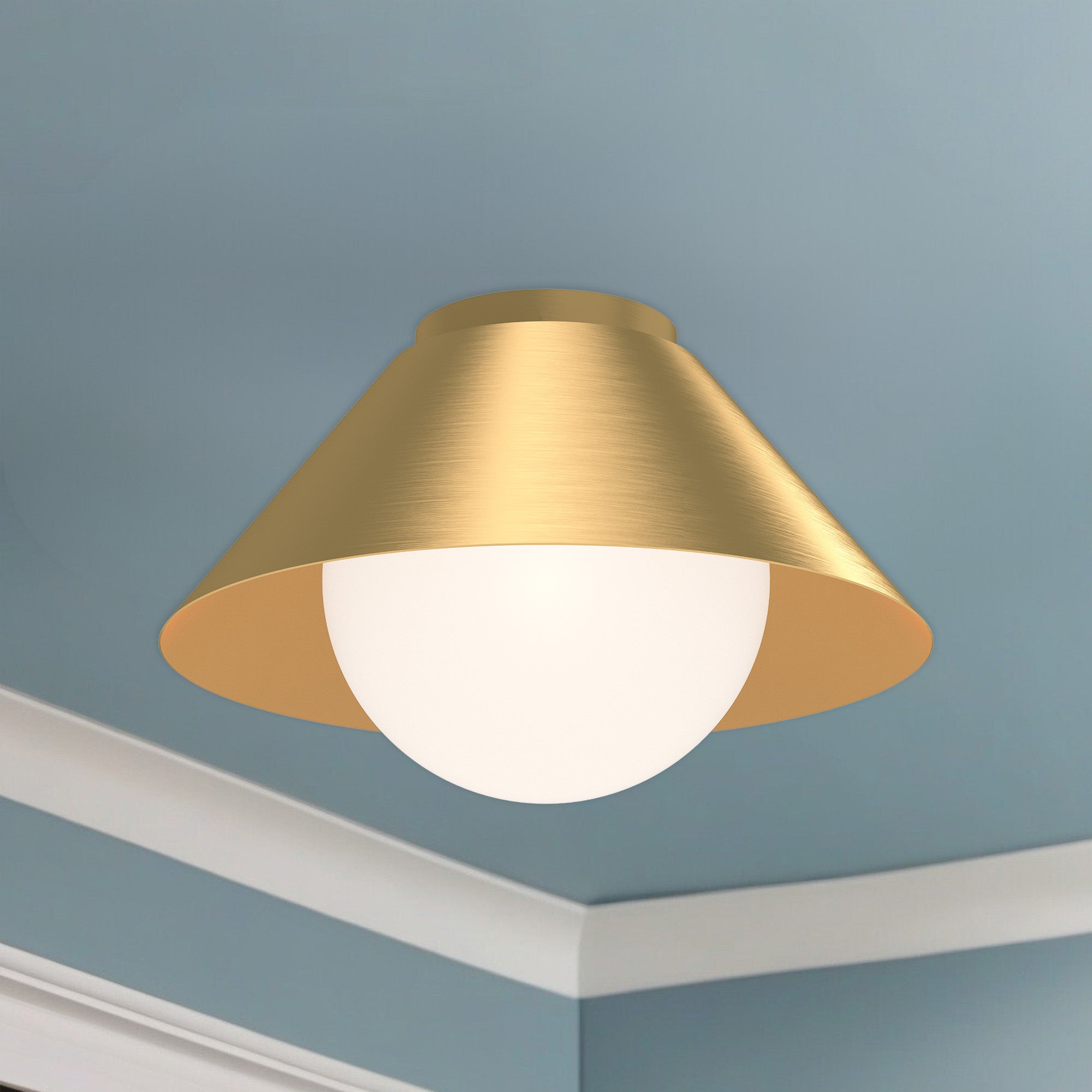 Remy 14-in Brushed Gold/Opal Glass 1 Light Flush Mount