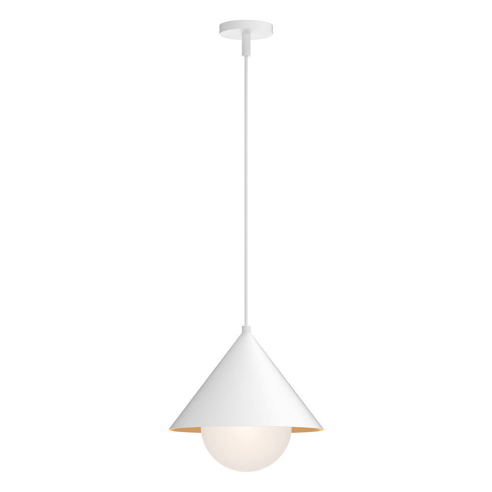 ALORA MOOD Lighting Remy PD485214WHOP Pendant, 1 Light, White/Opal Glass