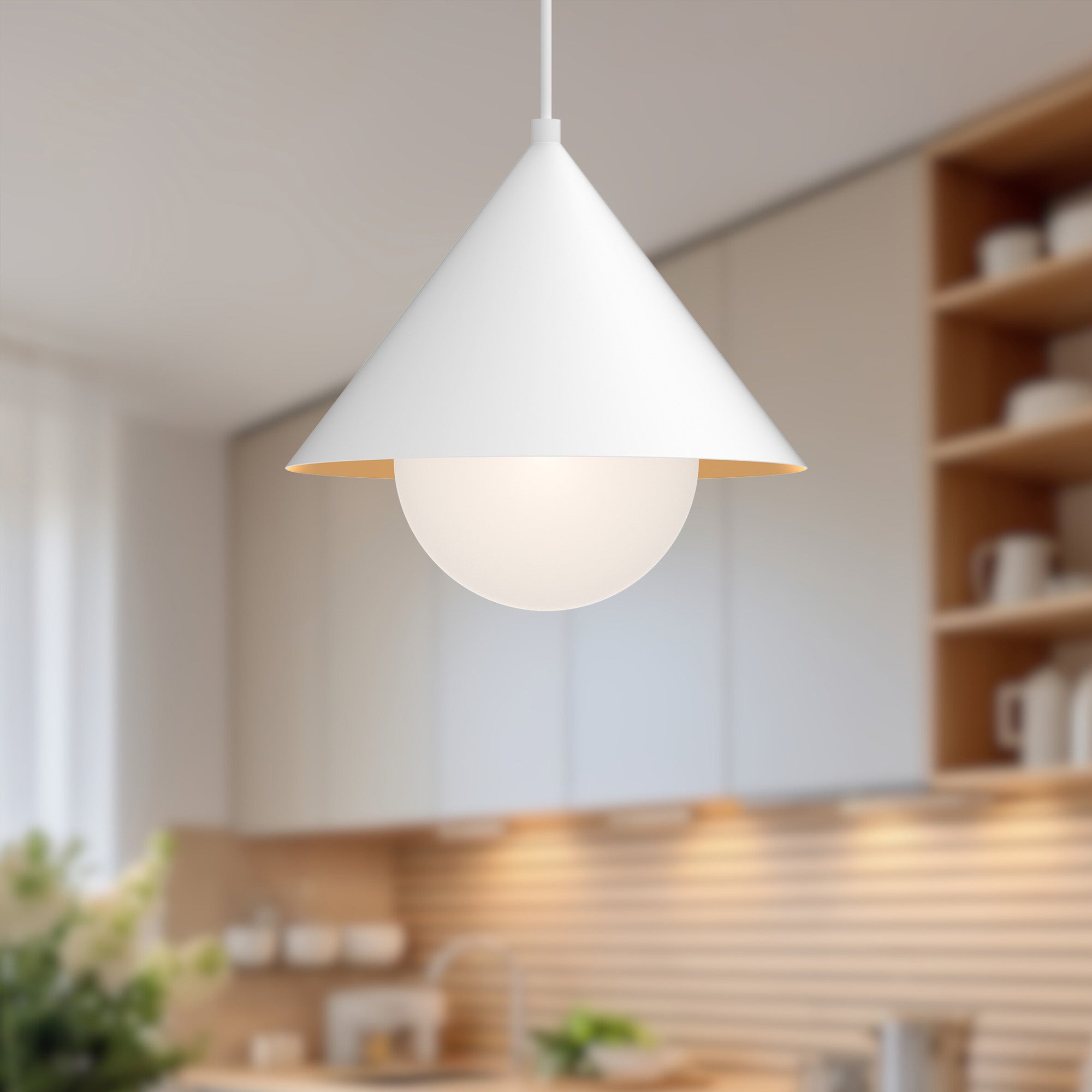 Remy 14-in White/Opal Glass 1 Light Pendant