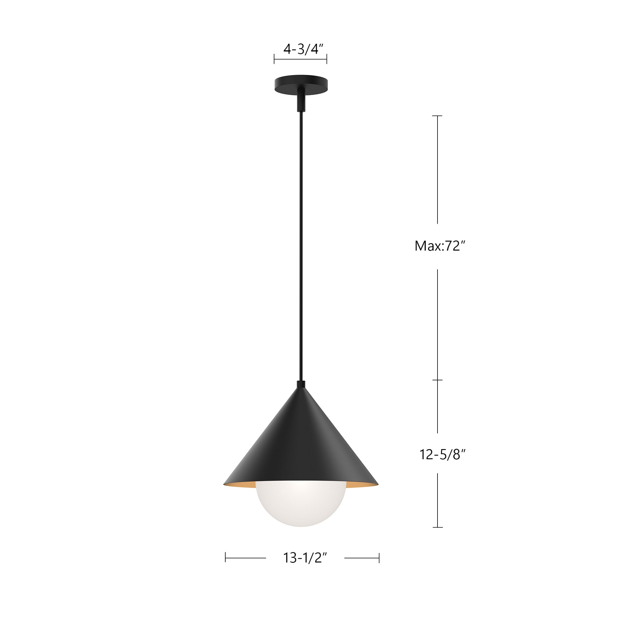 Remy 14-in Matte Black/Opal Glass 1 Light Pendant