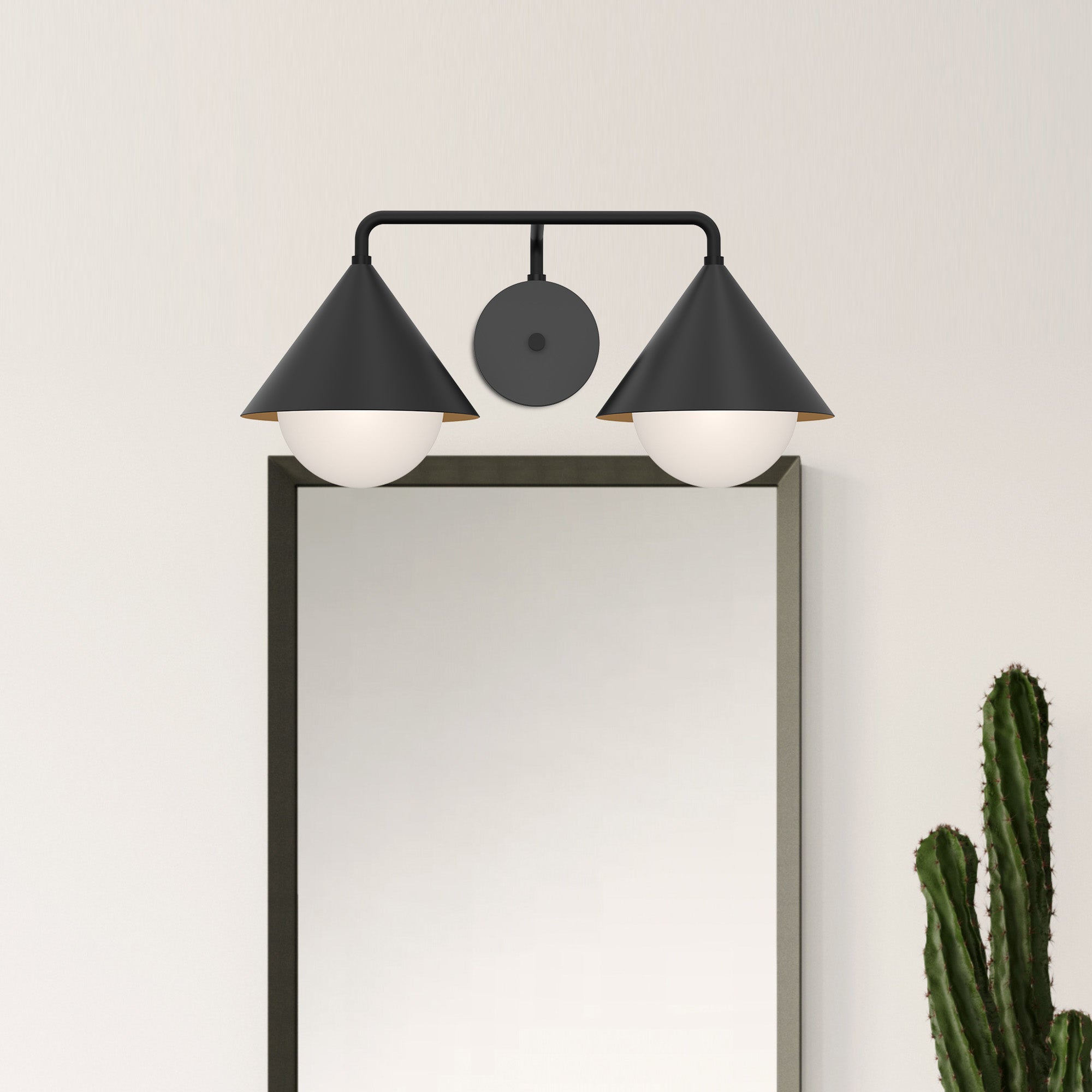 Remy 21-in Matte Black/Opal Glass 2 Lights Vanity