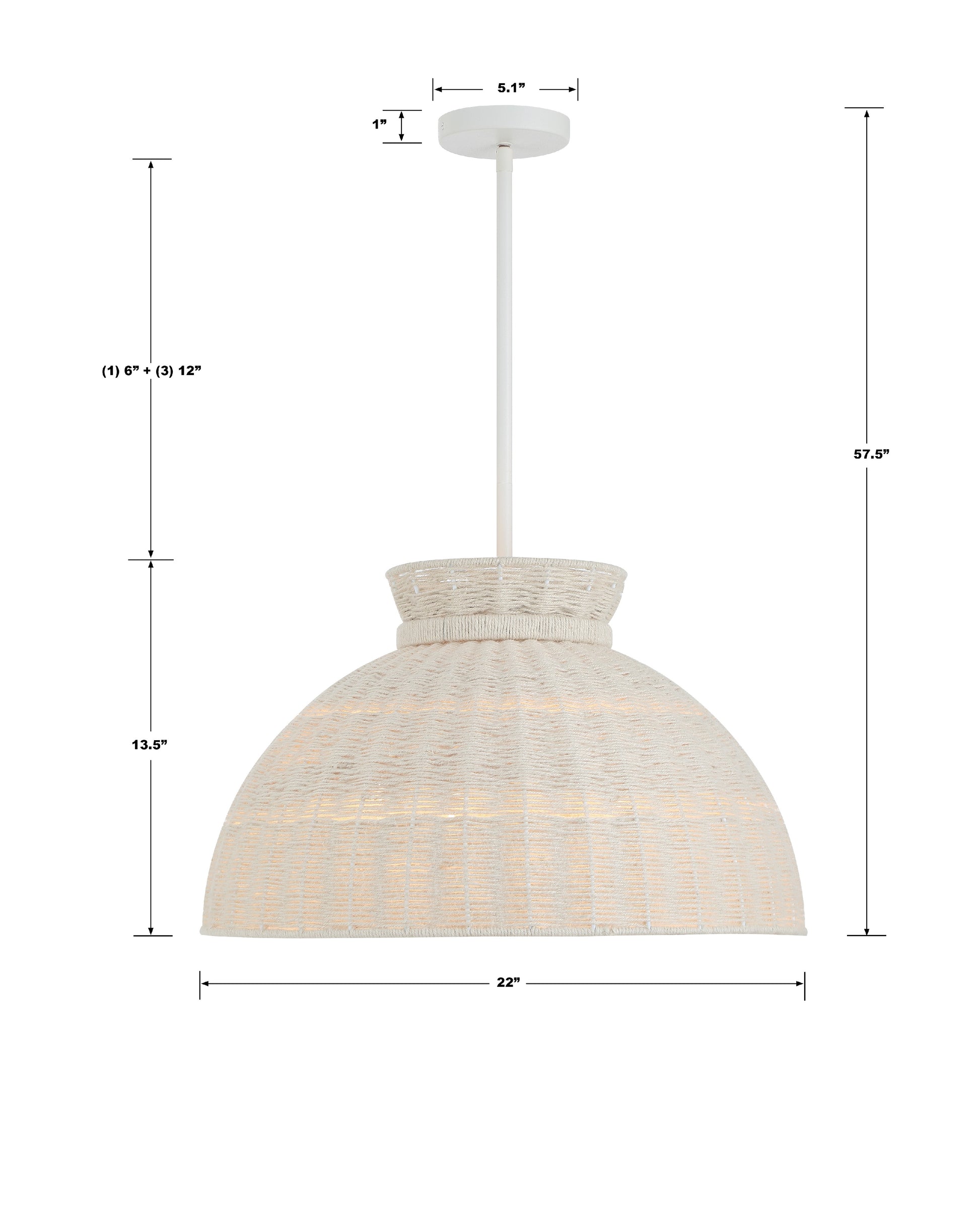 Crystorama Reese RES-10524-MT – 22 Inch – 4 Light – Pendant Light – Matte White – Damp Rated