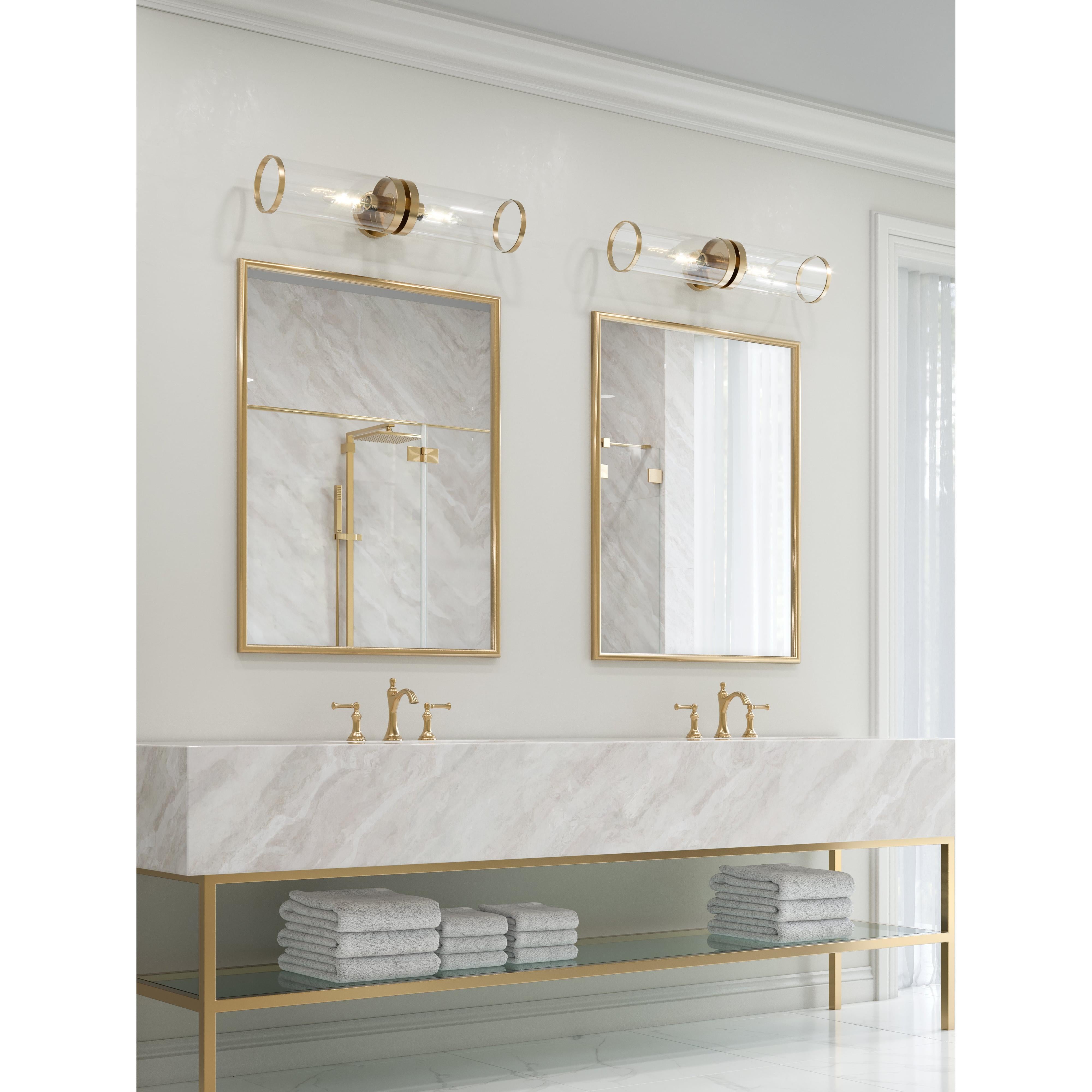 Revolve Ii Clear Glass/Natural Brass 2 Lights Wall/Vanity