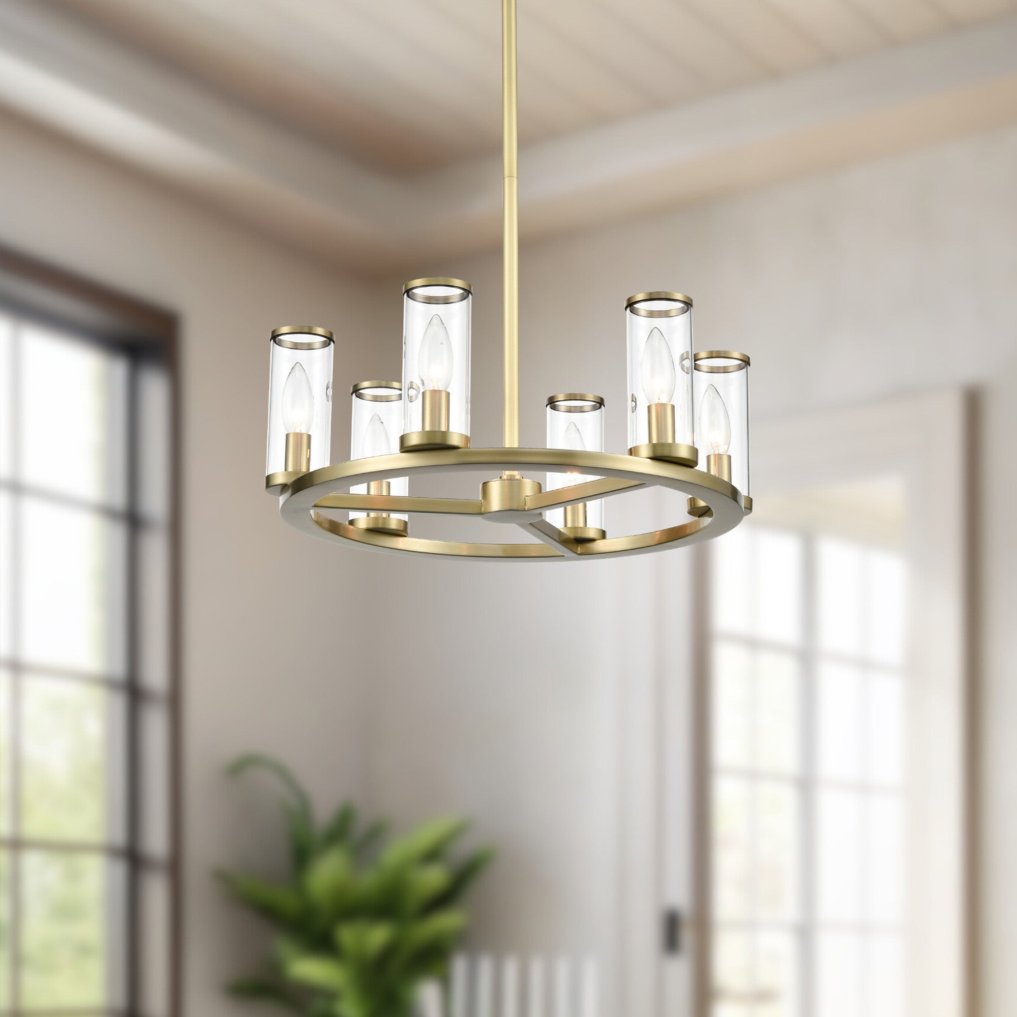Revolve Clear Glass/Natural Brass 6 Lights Chandeliers