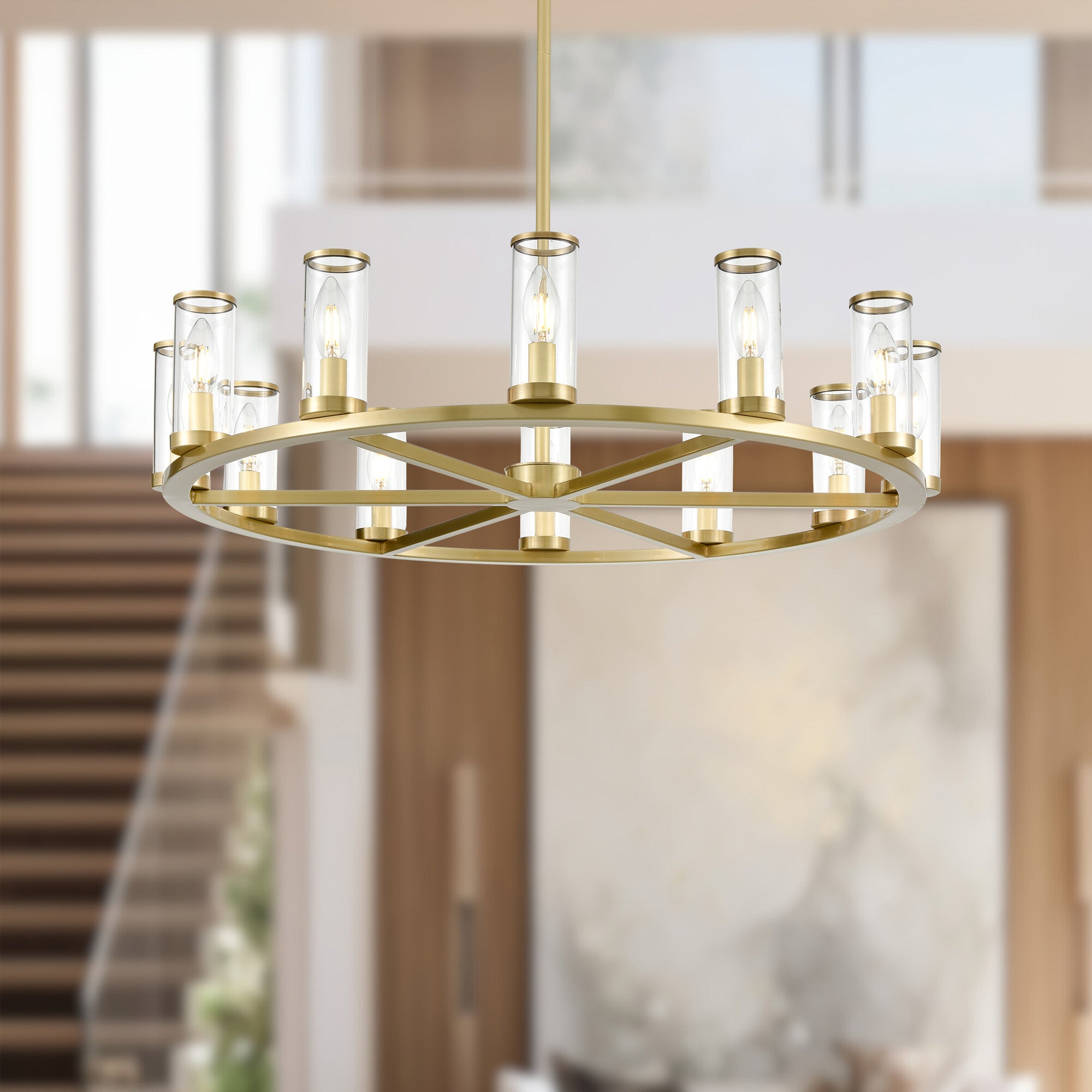 Revolve Clear Glass/Natural Brass 12 Lights Chandeliers