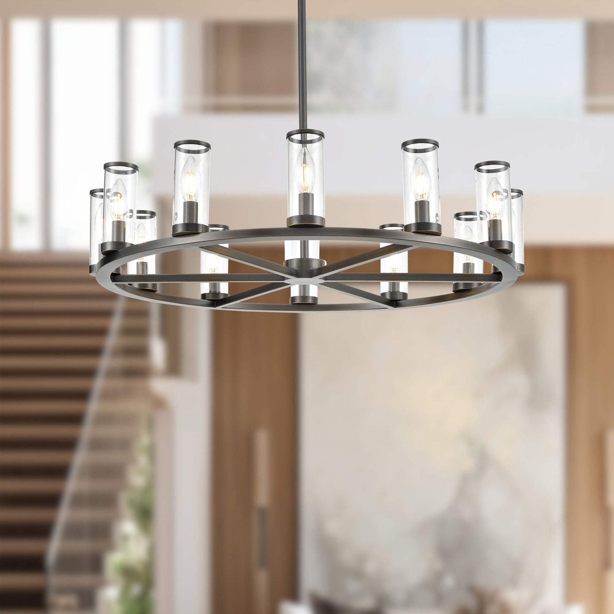 Revolve Clear Glass/Urban Bronze 12 Lights Chandeliers